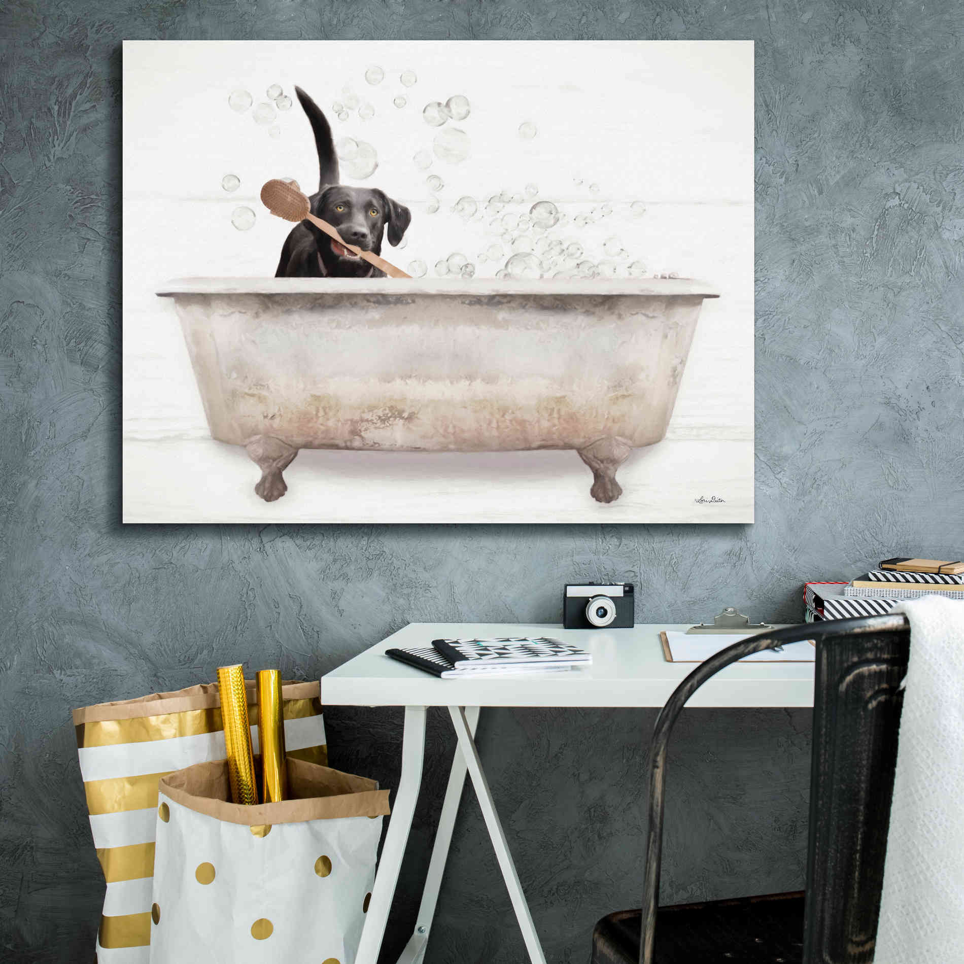 'Scrubbing Bubbles' by Lori Deiter, Canvas Wall Art,34 x 26