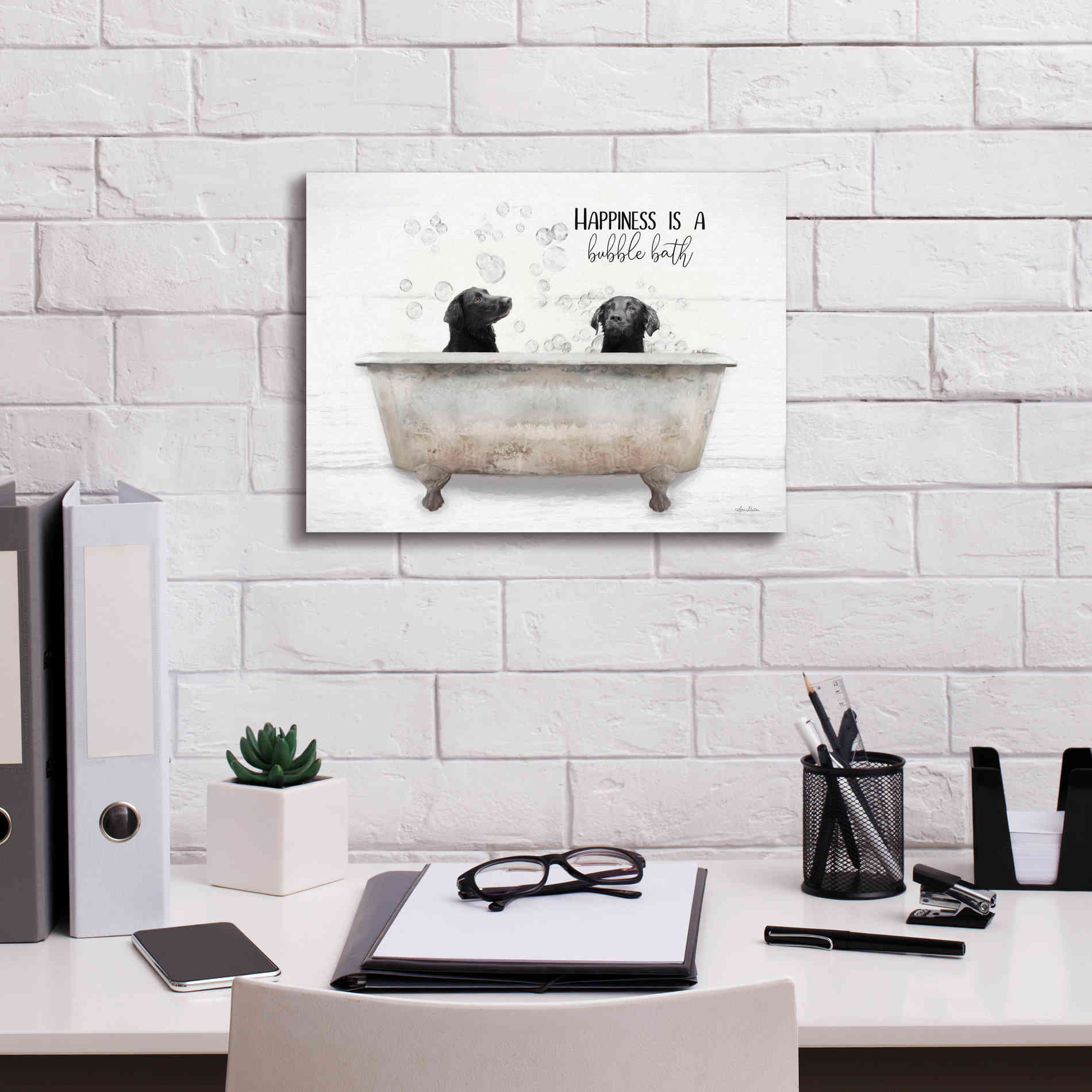 'Happiness is a Bubble Bath' by Lori Deiter, Canvas Wall Art,16 x 12