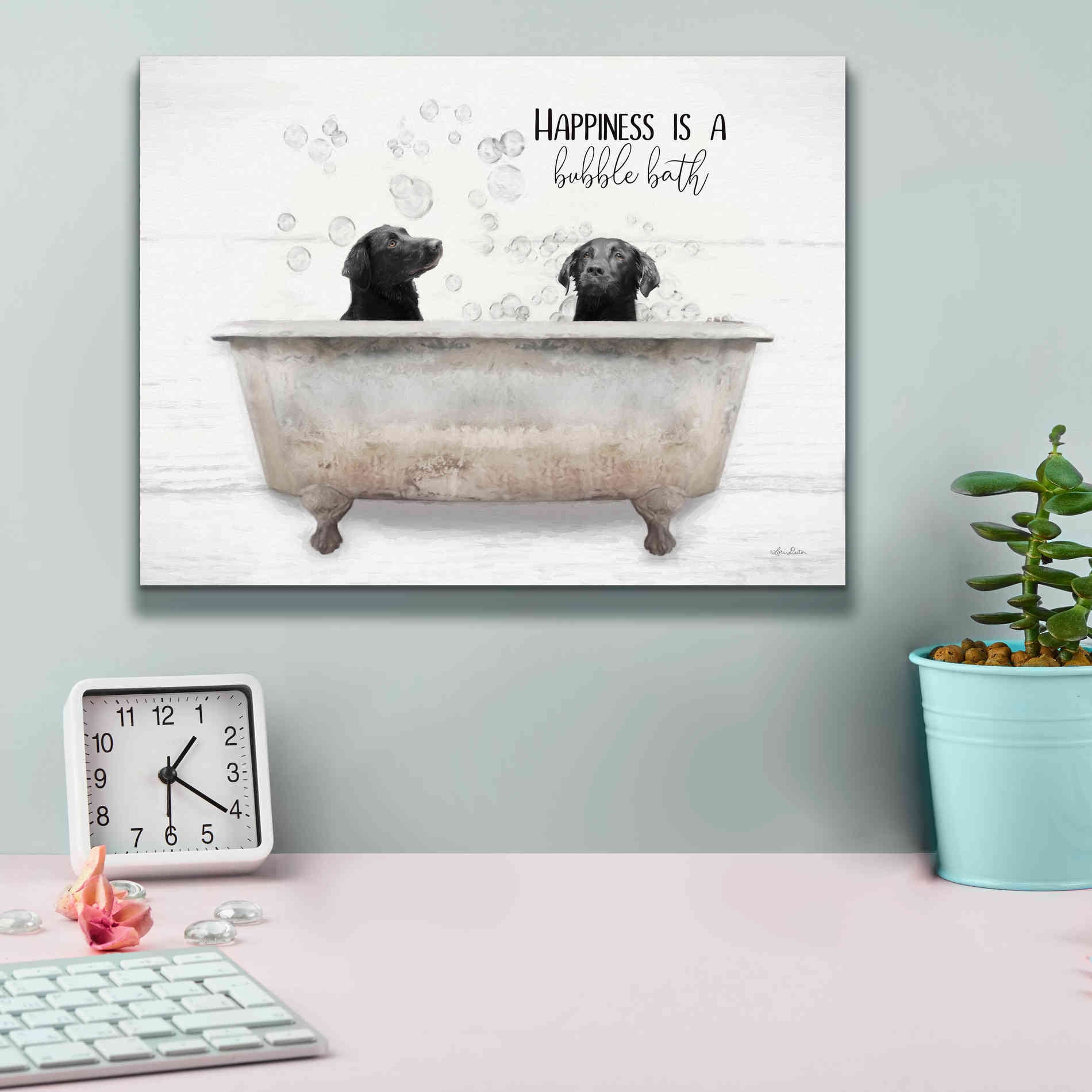 'Happiness is a Bubble Bath' by Lori Deiter, Canvas Wall Art,16 x 12