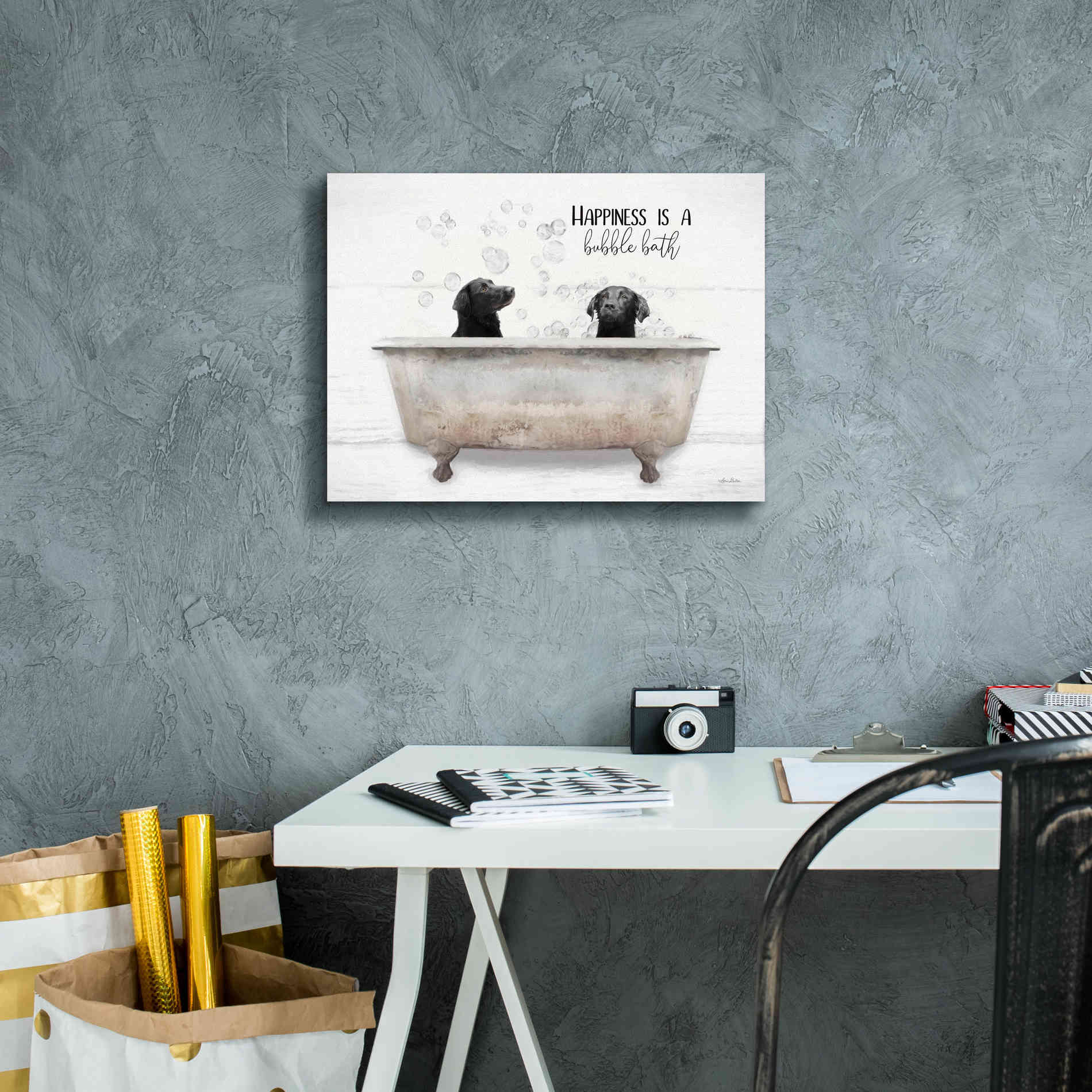 'Happiness is a Bubble Bath' by Lori Deiter, Canvas Wall Art,16 x 12