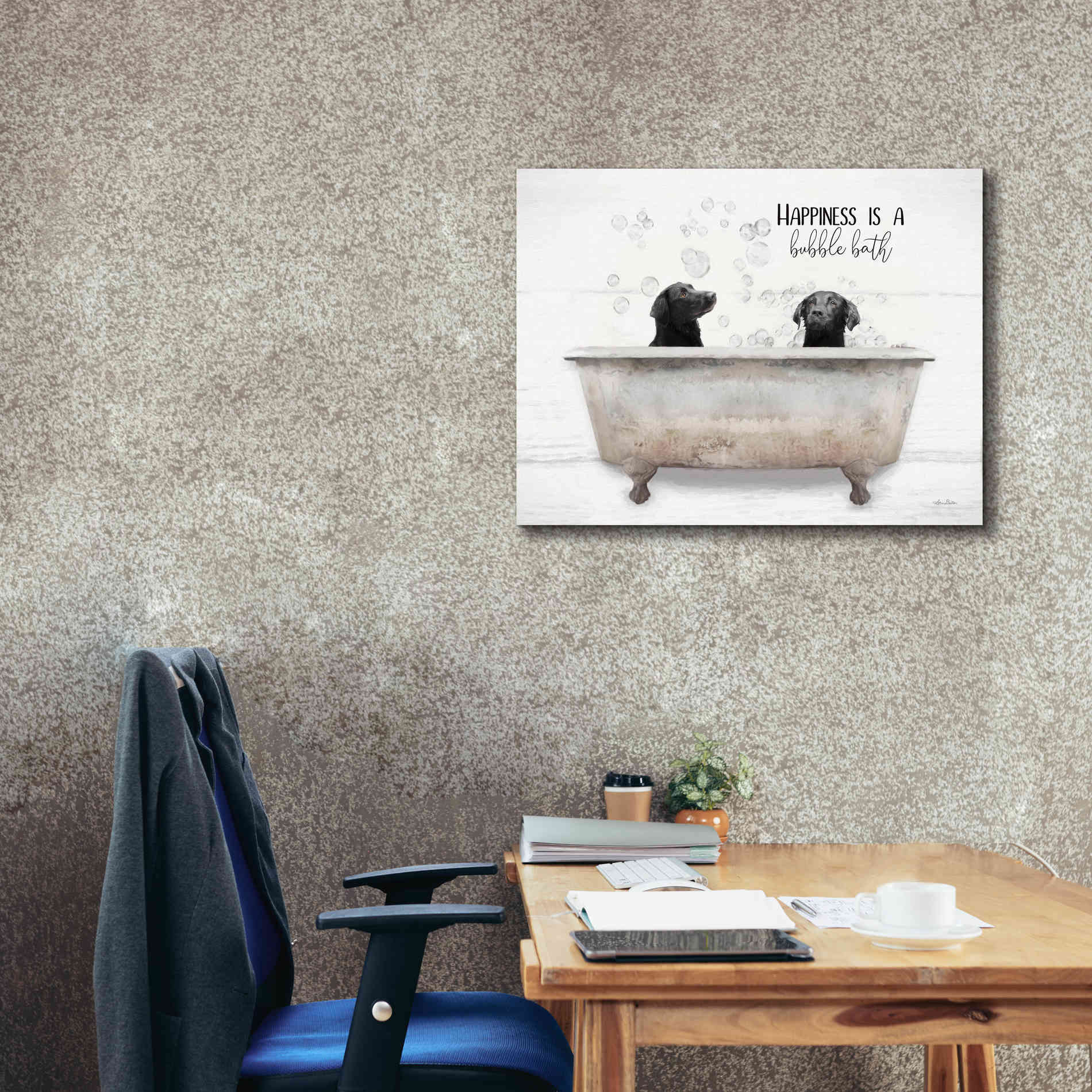 'Happiness is a Bubble Bath' by Lori Deiter, Canvas Wall Art,34 x 26