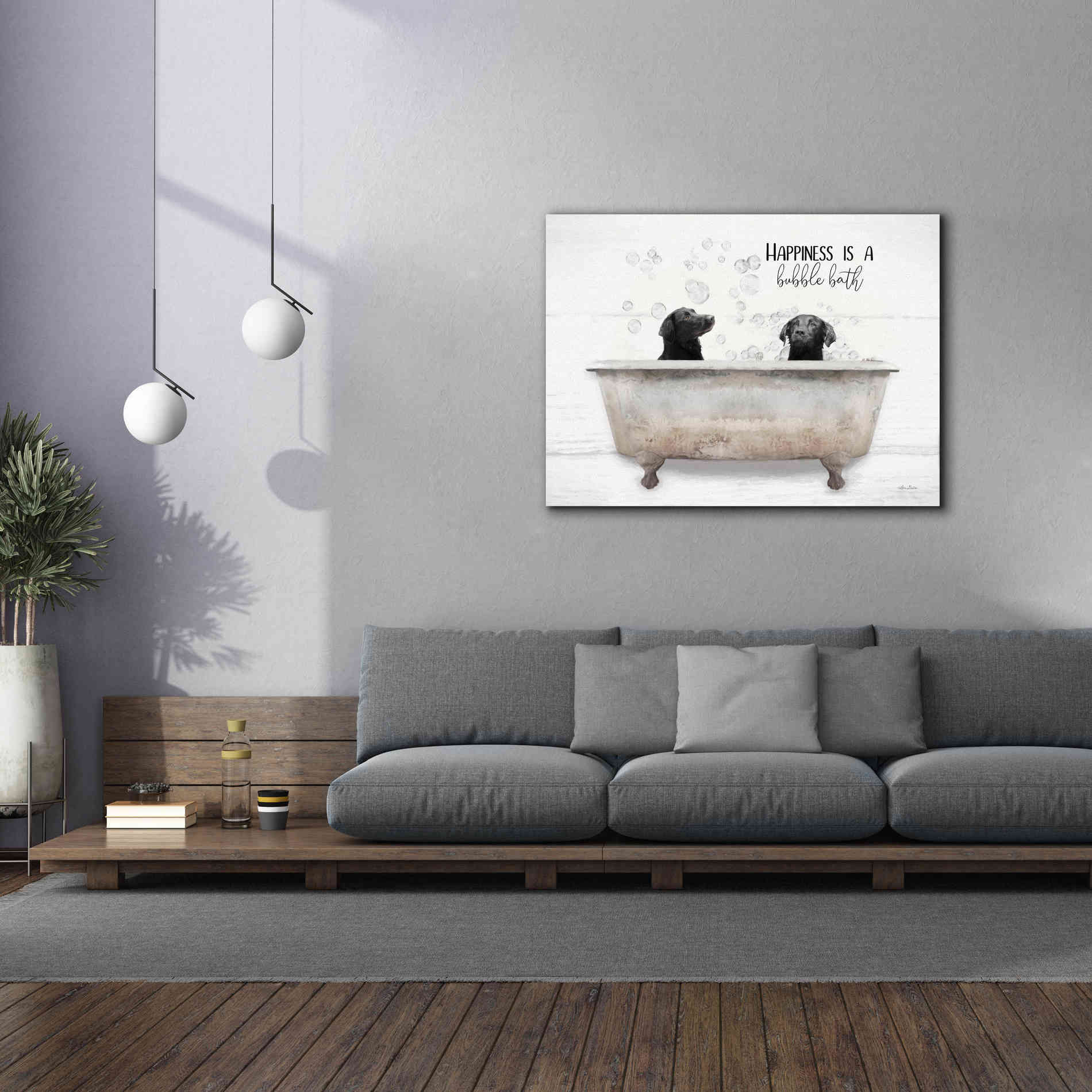 'Happiness is a Bubble Bath' by Lori Deiter, Canvas Wall Art,54 x 40