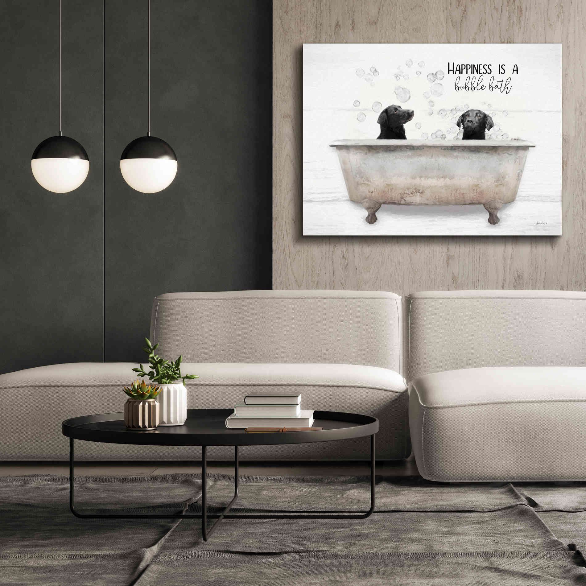 'Happiness is a Bubble Bath' by Lori Deiter, Canvas Wall Art,54 x 40