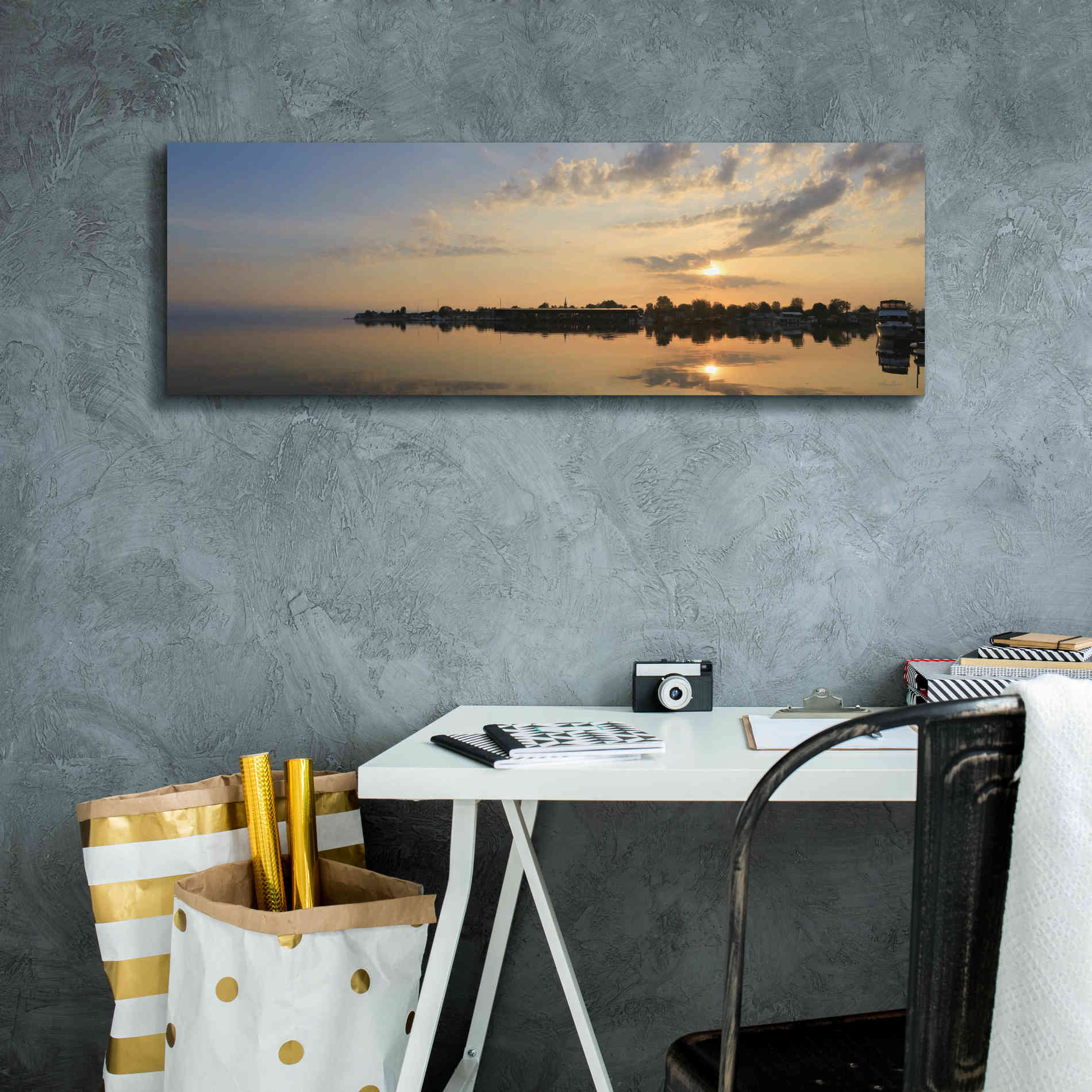 'French Bay Sunrise' by Lori Deiter, Canvas Wall Art,36 x 12