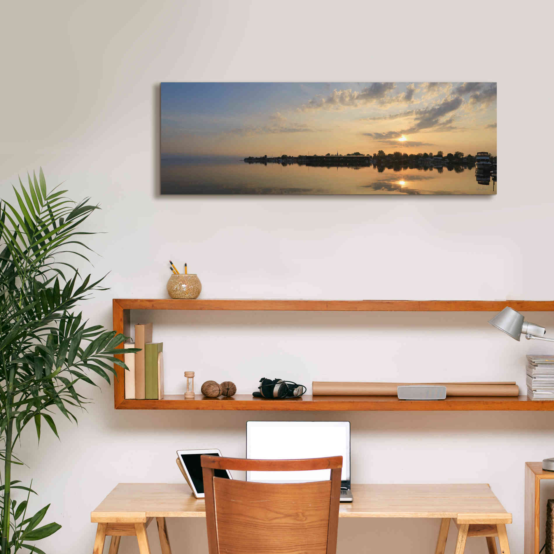 'French Bay Sunrise' by Lori Deiter, Canvas Wall Art,36 x 12