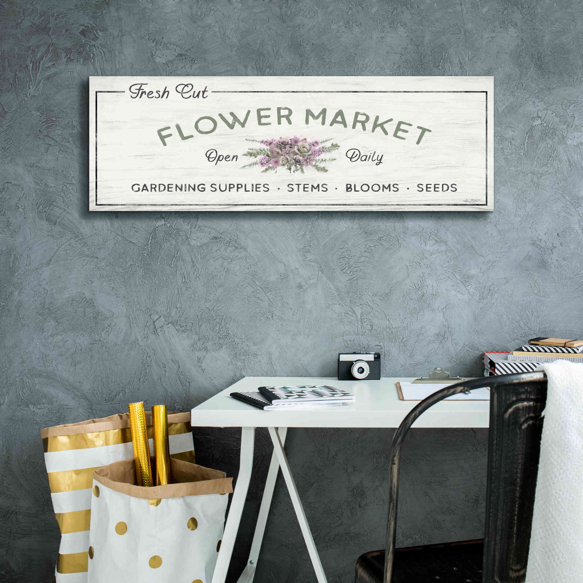 'Flower Market' by Lori Deiter, Canvas Wall Art,36 x 12