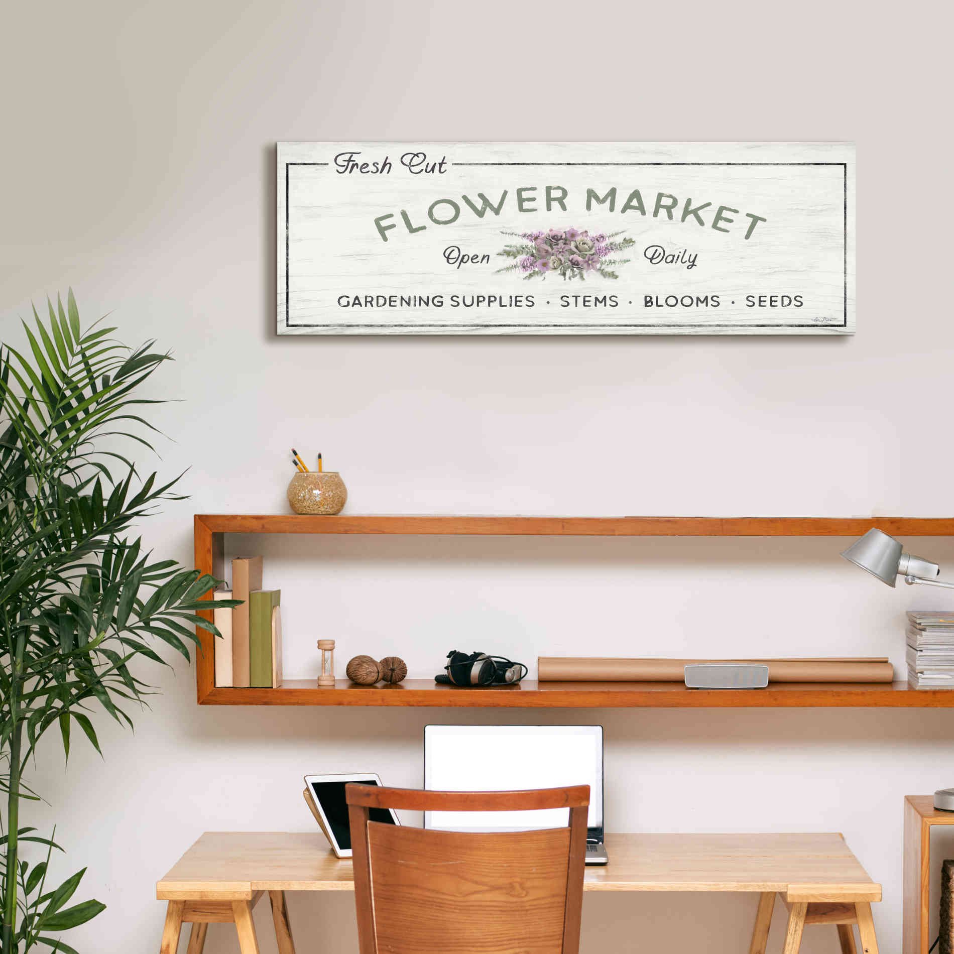 'Flower Market' by Lori Deiter, Canvas Wall Art,36 x 12