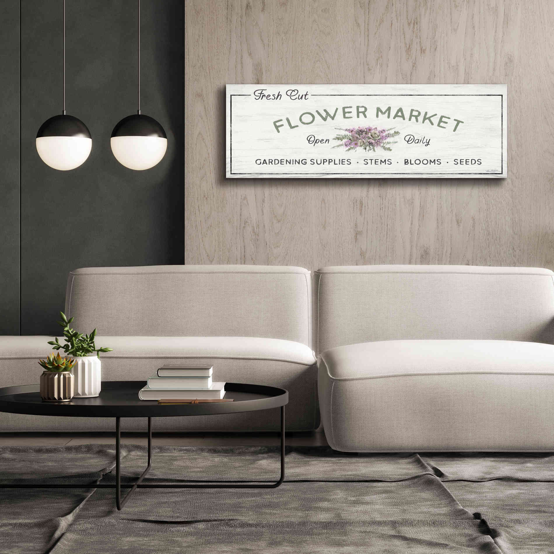 'Flower Market' by Lori Deiter, Canvas Wall Art,60 x 20