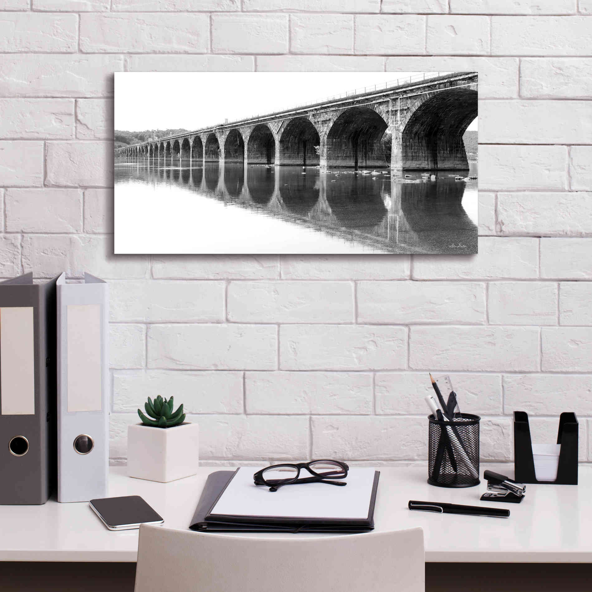 'Rockwell Bridge' by Lori Deiter, Canvas Wall Art,24 x 12