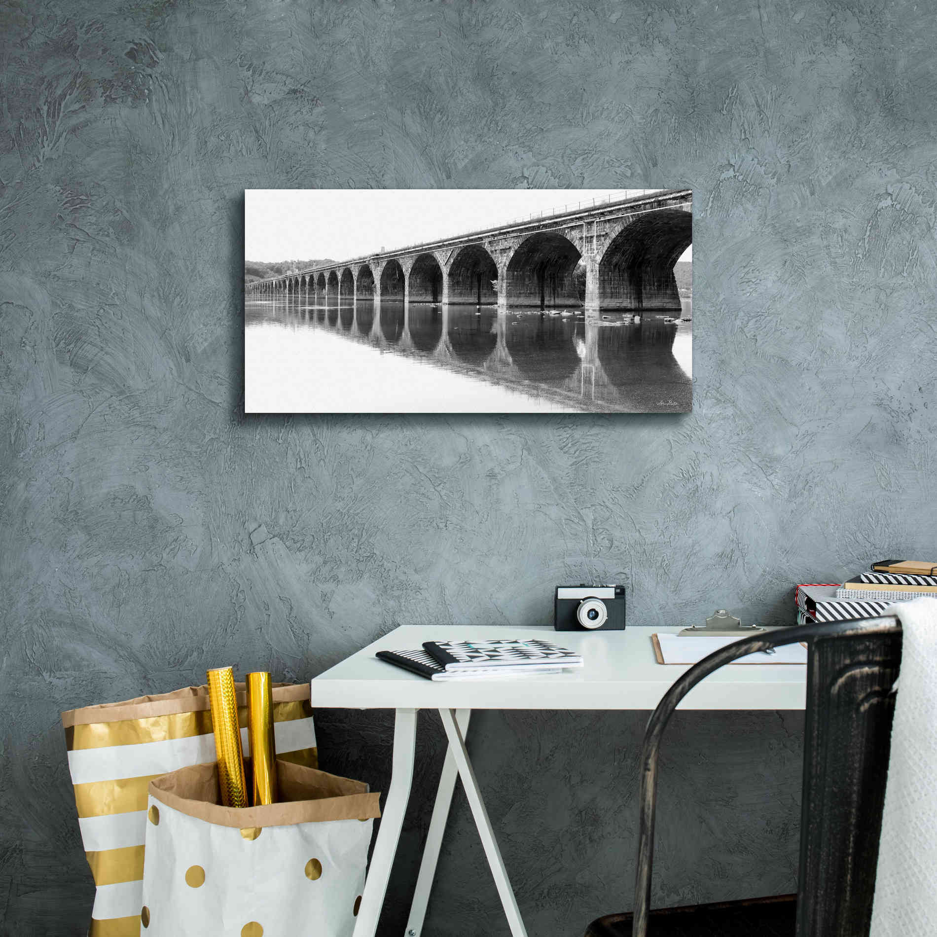 'Rockwell Bridge' by Lori Deiter, Canvas Wall Art,24 x 12