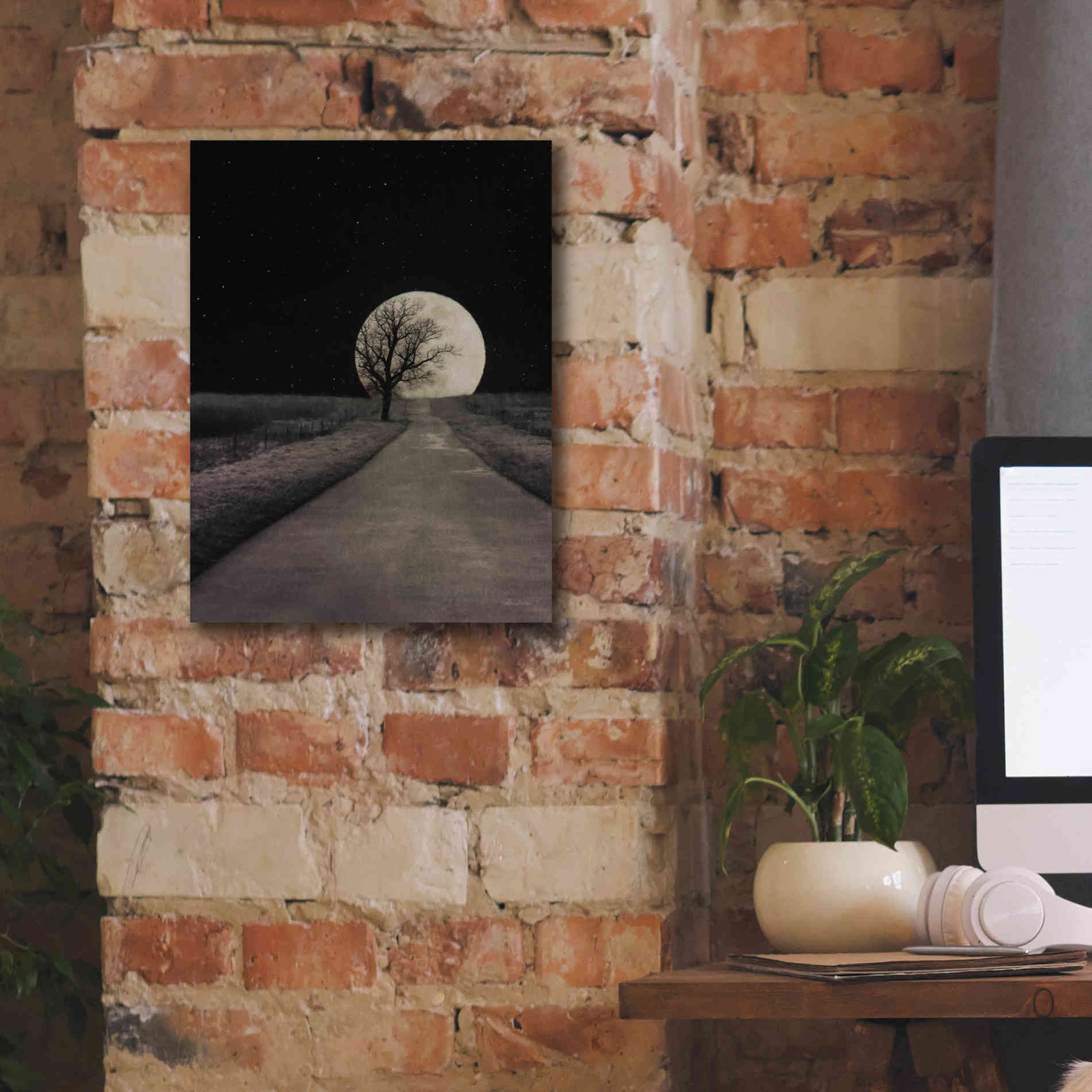 'Moonlit Country Road' by Lori Deiter, Canvas Wall Art,12 x 16