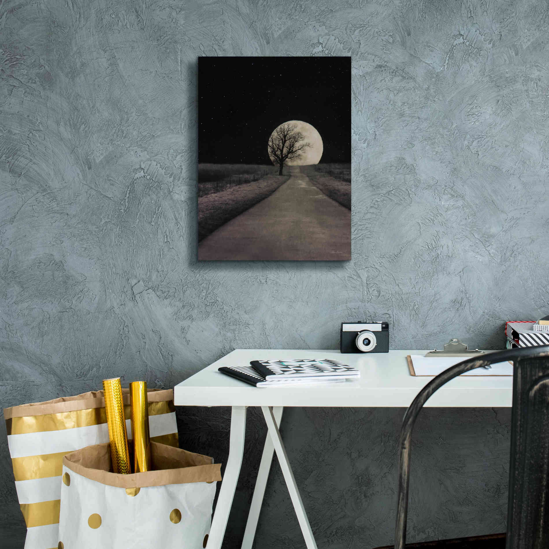 'Moonlit Country Road' by Lori Deiter, Canvas Wall Art,12 x 16