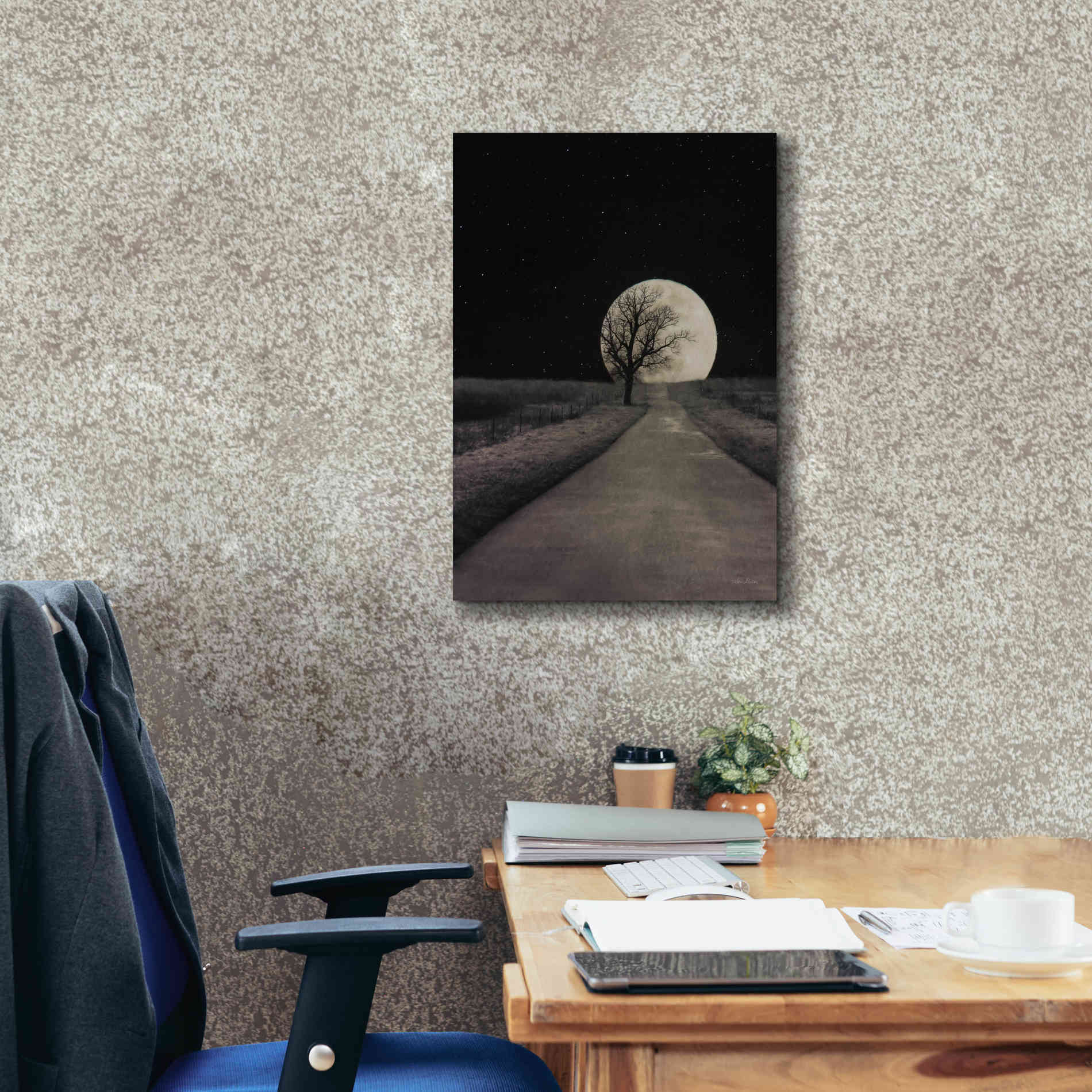 'Moonlit Country Road' by Lori Deiter, Canvas Wall Art,18 x 26
