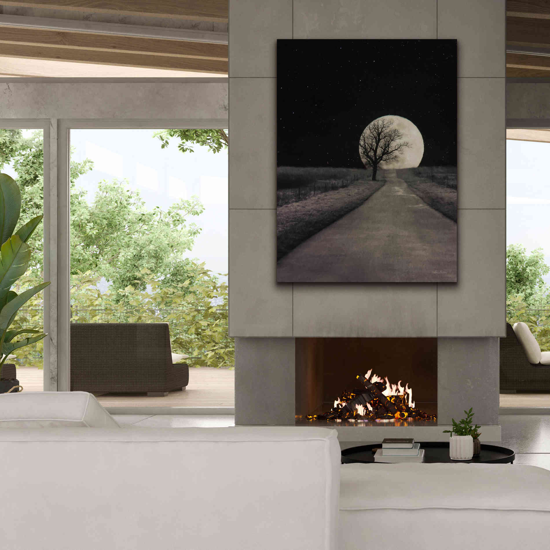 'Moonlit Country Road' by Lori Deiter, Canvas Wall Art,40 x 54