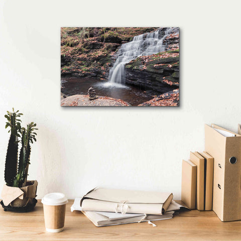 Image of 'Peaceful Day at Mohican Falls' by Lori Deiter, Canvas Wall Art,18 x 12
