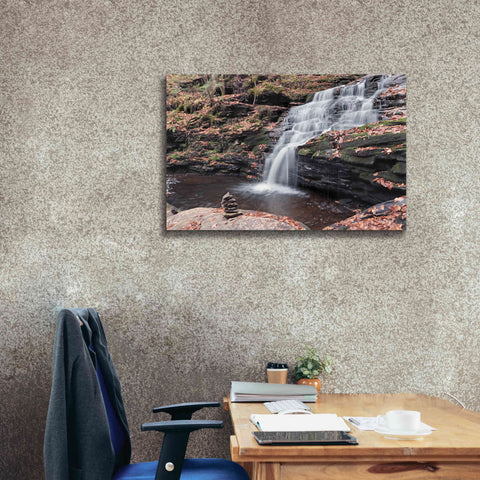 Image of 'Peaceful Day at Mohican Falls' by Lori Deiter, Canvas Wall Art,40 x 26