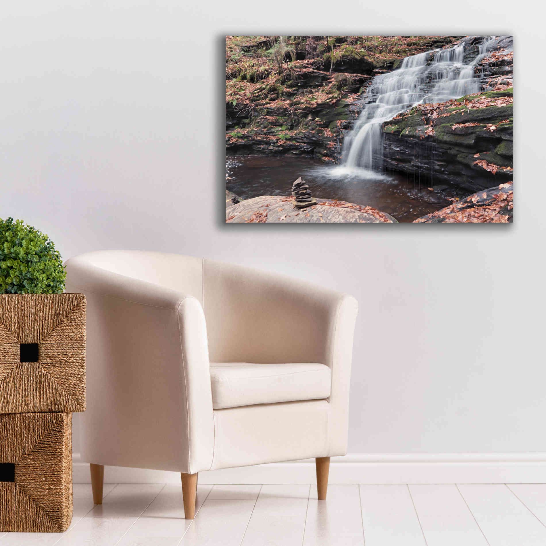 'Peaceful Day at Mohican Falls' by Lori Deiter, Canvas Wall Art,40 x 26