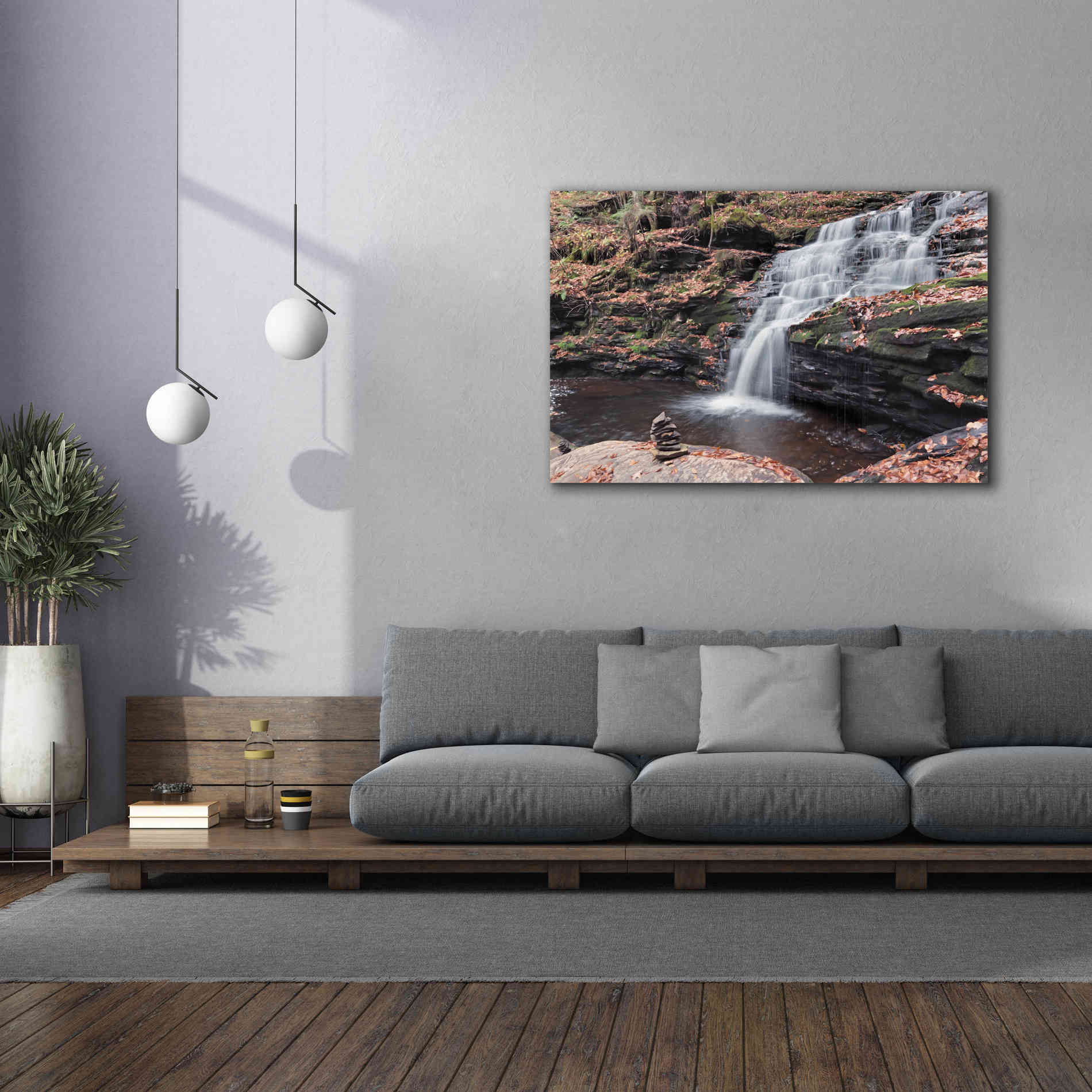 'Peaceful Day at Mohican Falls' by Lori Deiter, Canvas Wall Art,60 x 40