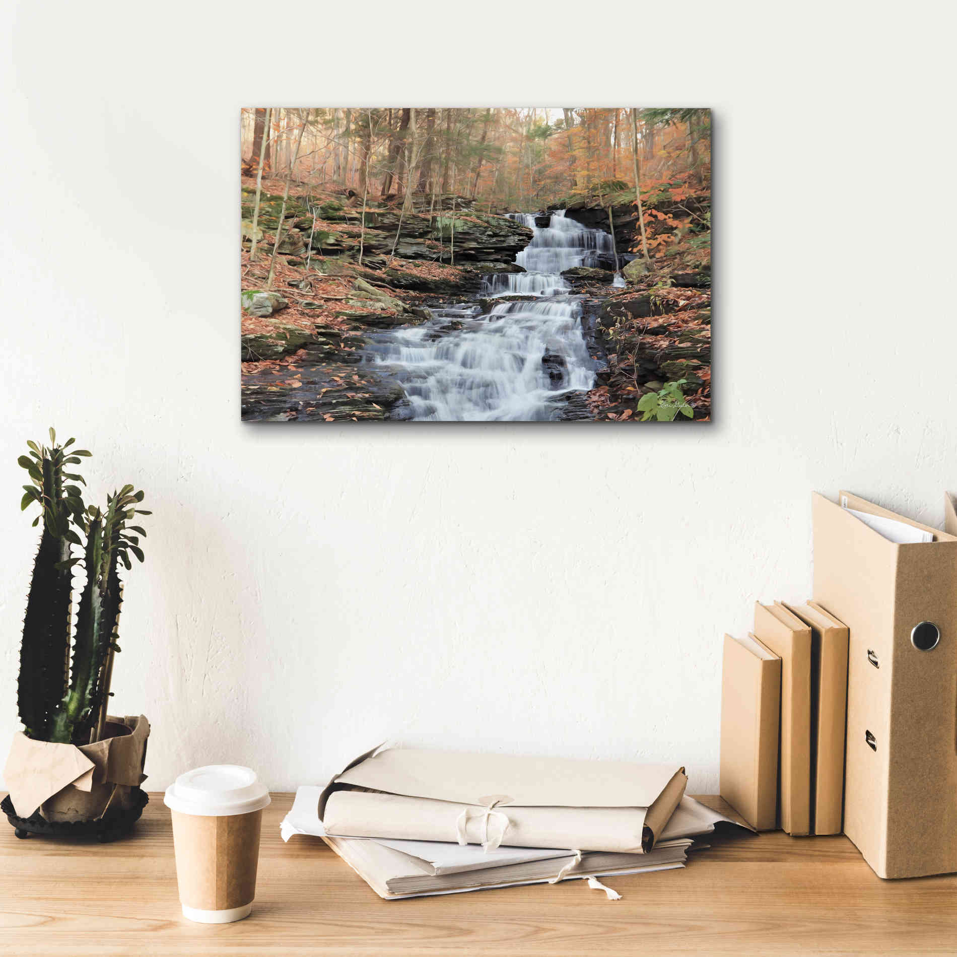 'Waterfall Steps at Pigeon Run' by Lori Deiter, Canvas Wall Art,18 x 12