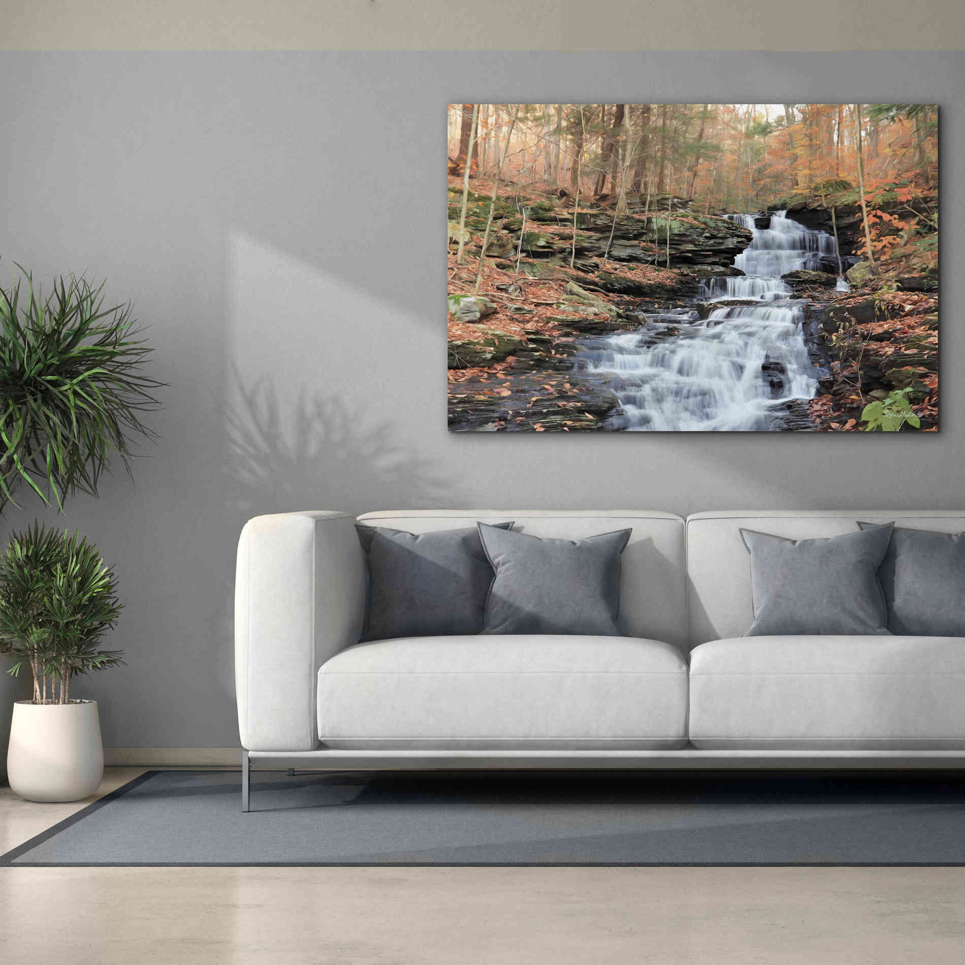 'Waterfall Steps at Pigeon Run' by Lori Deiter, Canvas Wall Art,60 x 40