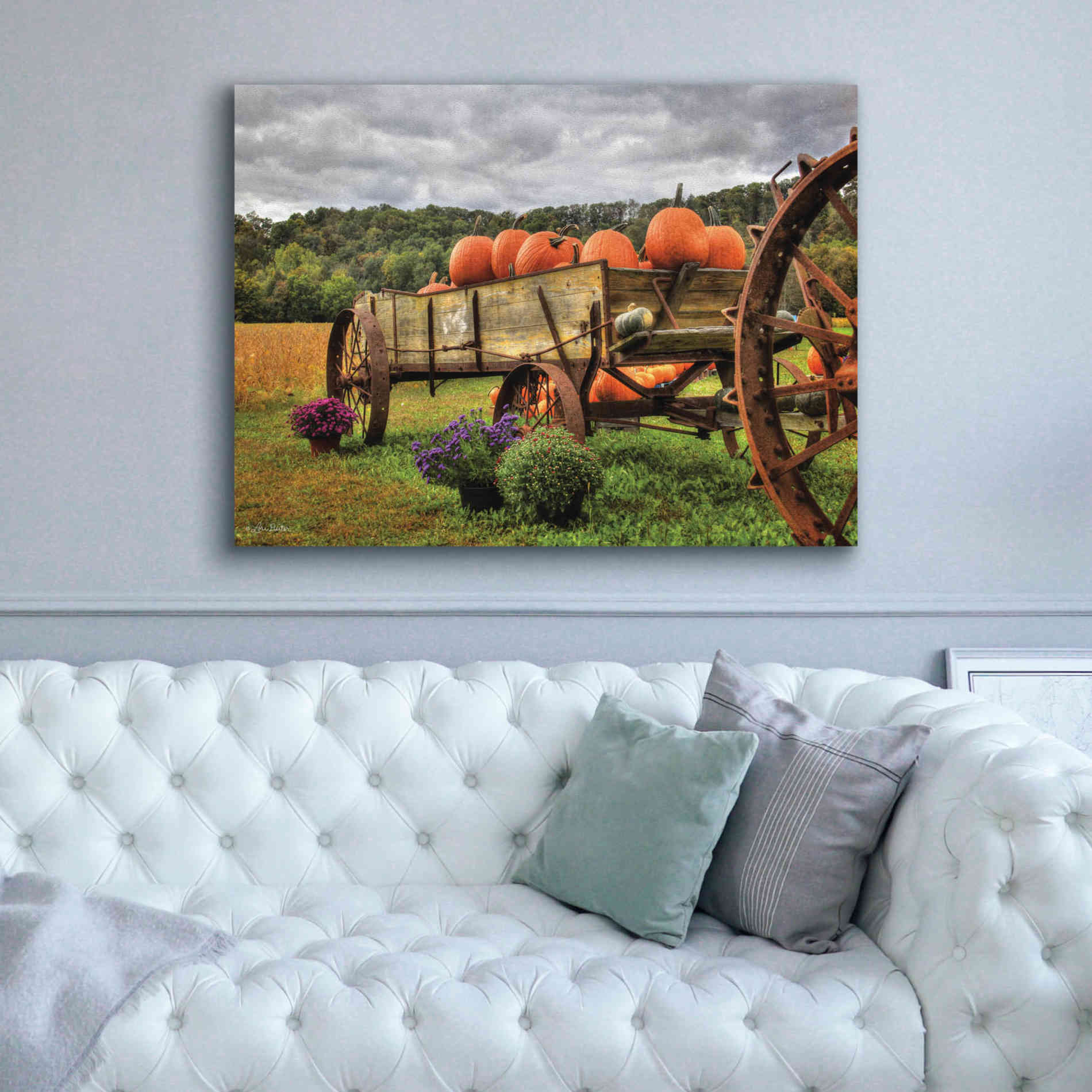 'Pumpkin Wagon' by Lori Deiter, Canvas Wall Art,54 x 40