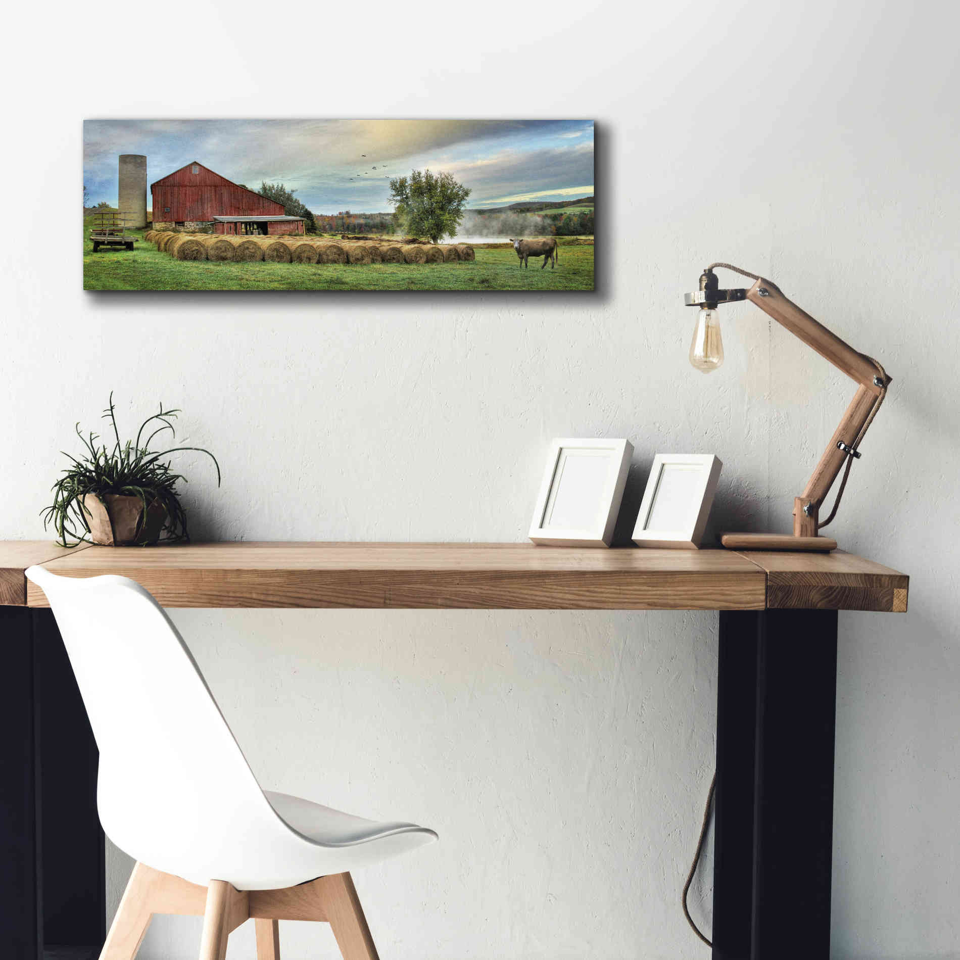 'Hay Harvest' by Lori Deiter, Canvas Wall Art,36 x 12