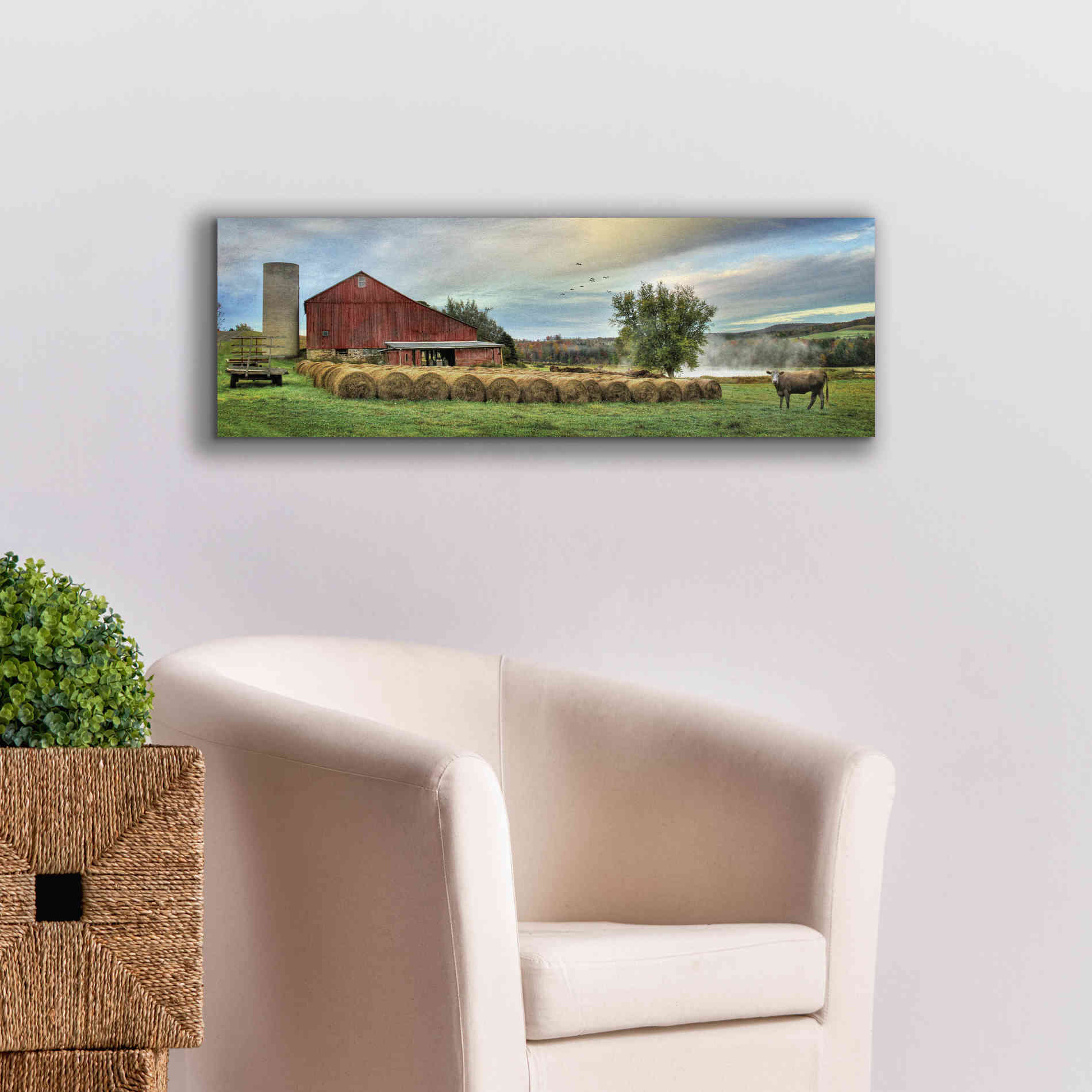 'Hay Harvest' by Lori Deiter, Canvas Wall Art,36 x 12