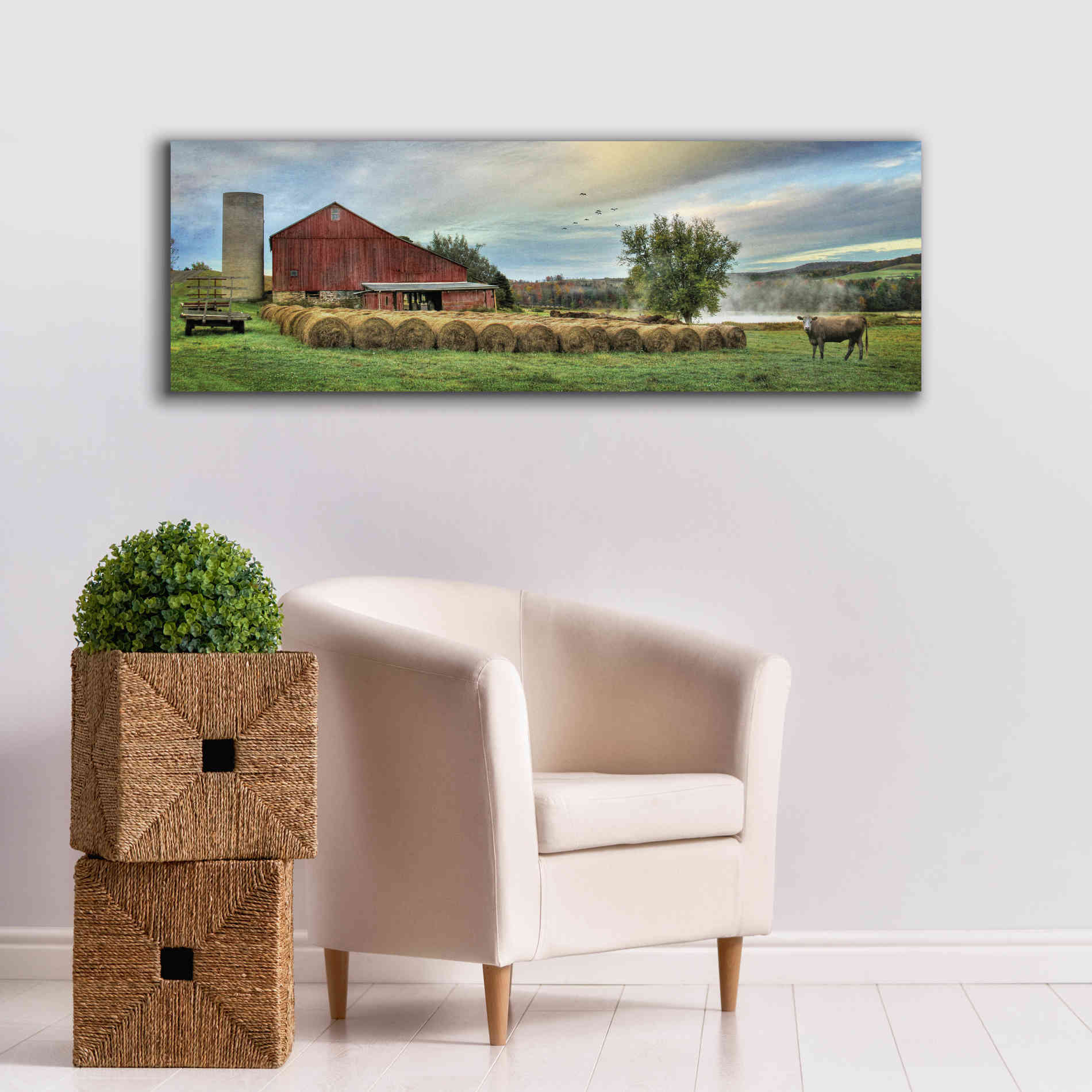 'Hay Harvest' by Lori Deiter, Canvas Wall Art,60 x 20