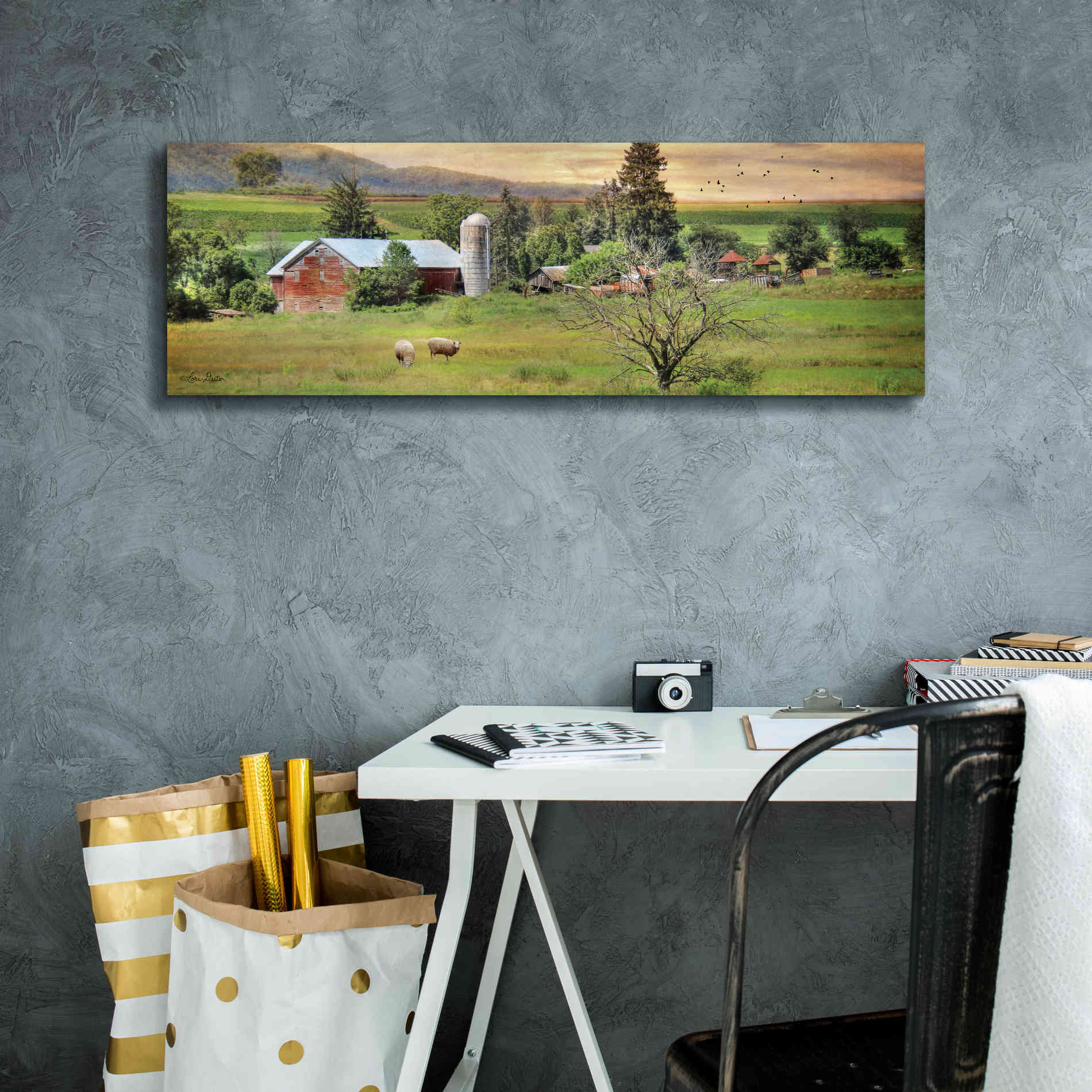 'Grazing Sheet' by Lori Deiter, Canvas Wall Art,36 x 12