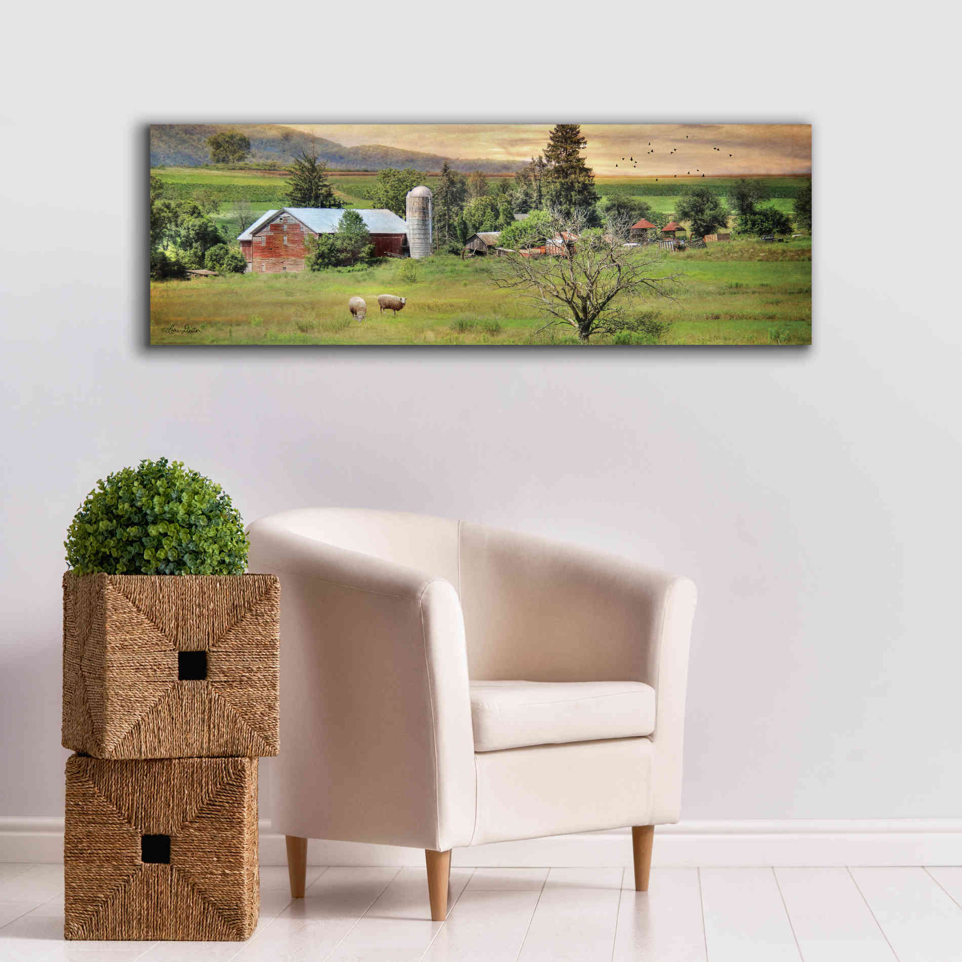 'Grazing Sheet' by Lori Deiter, Canvas Wall Art,60 x 20
