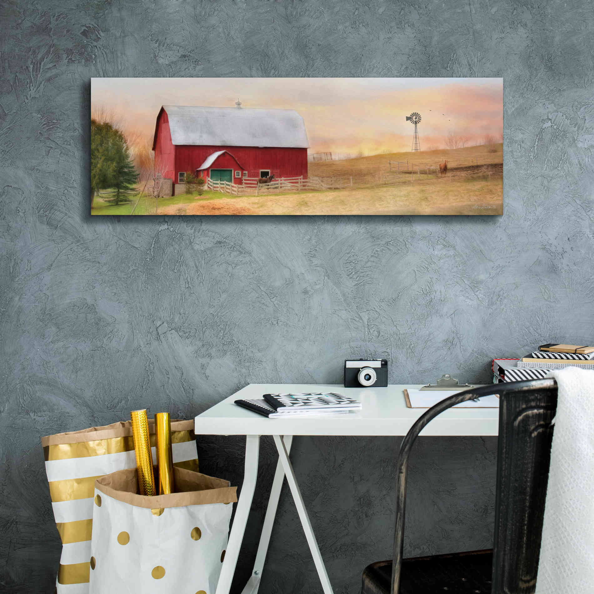 'Horse Farm' by Lori Deiter, Canvas Wall Art,36 x 12