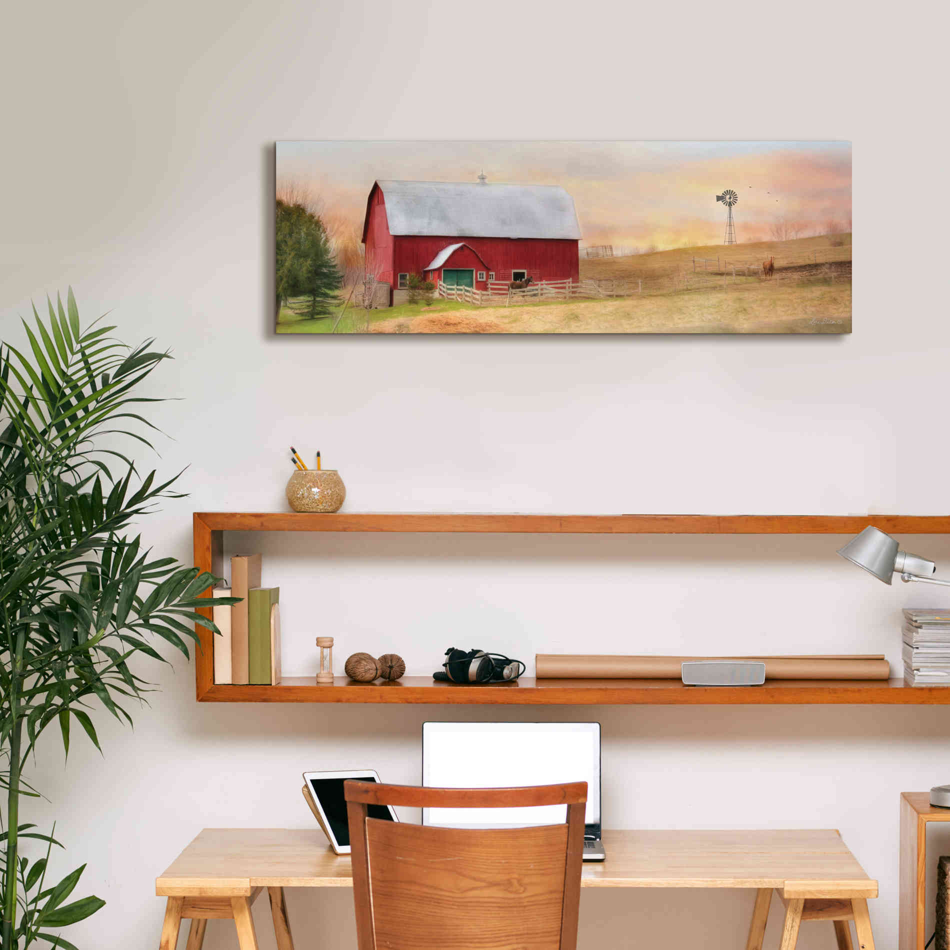 'Horse Farm' by Lori Deiter, Canvas Wall Art,36 x 12
