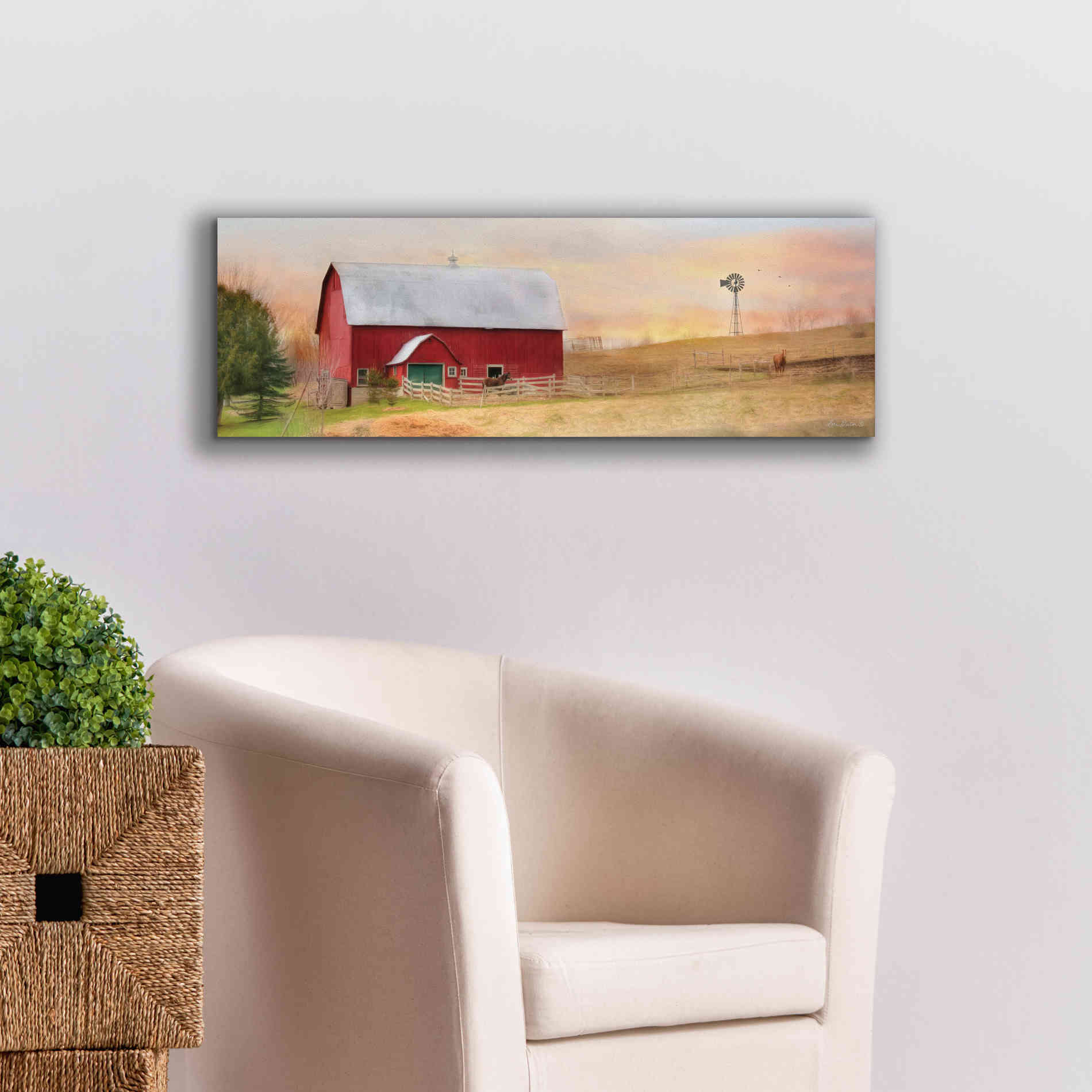 'Horse Farm' by Lori Deiter, Canvas Wall Art,36 x 12