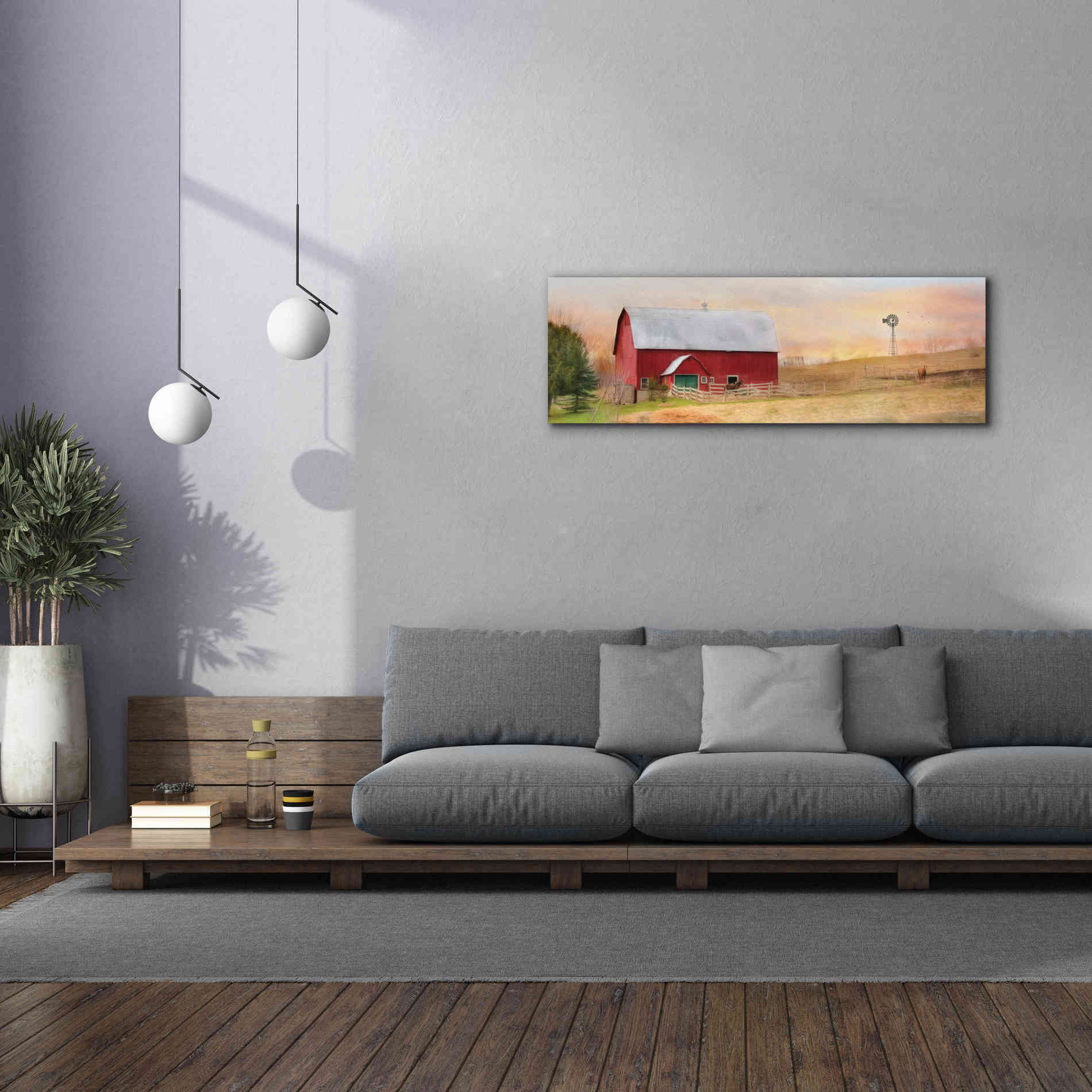 'Horse Farm' by Lori Deiter, Canvas Wall Art,60 x 20