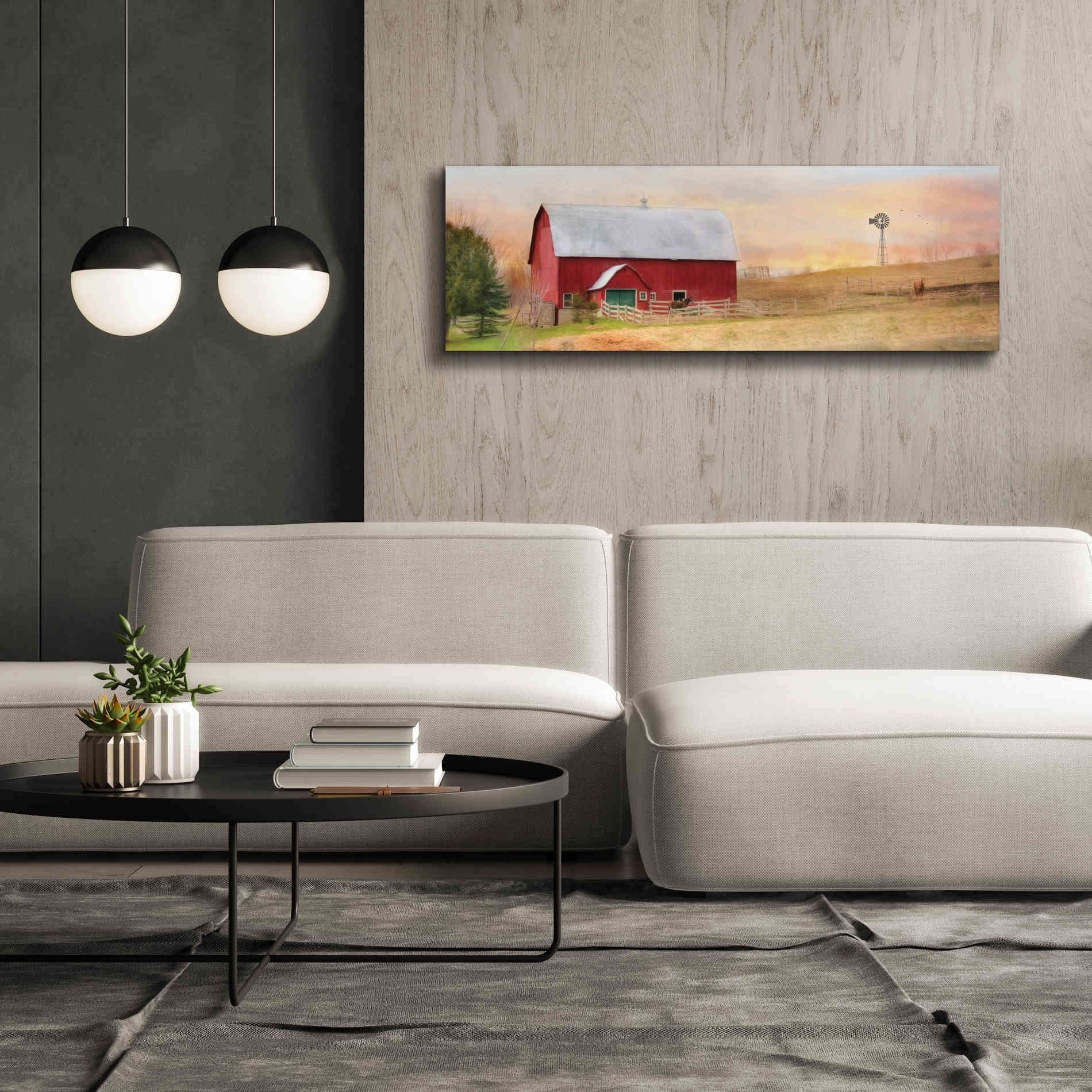 'Horse Farm' by Lori Deiter, Canvas Wall Art,60 x 20