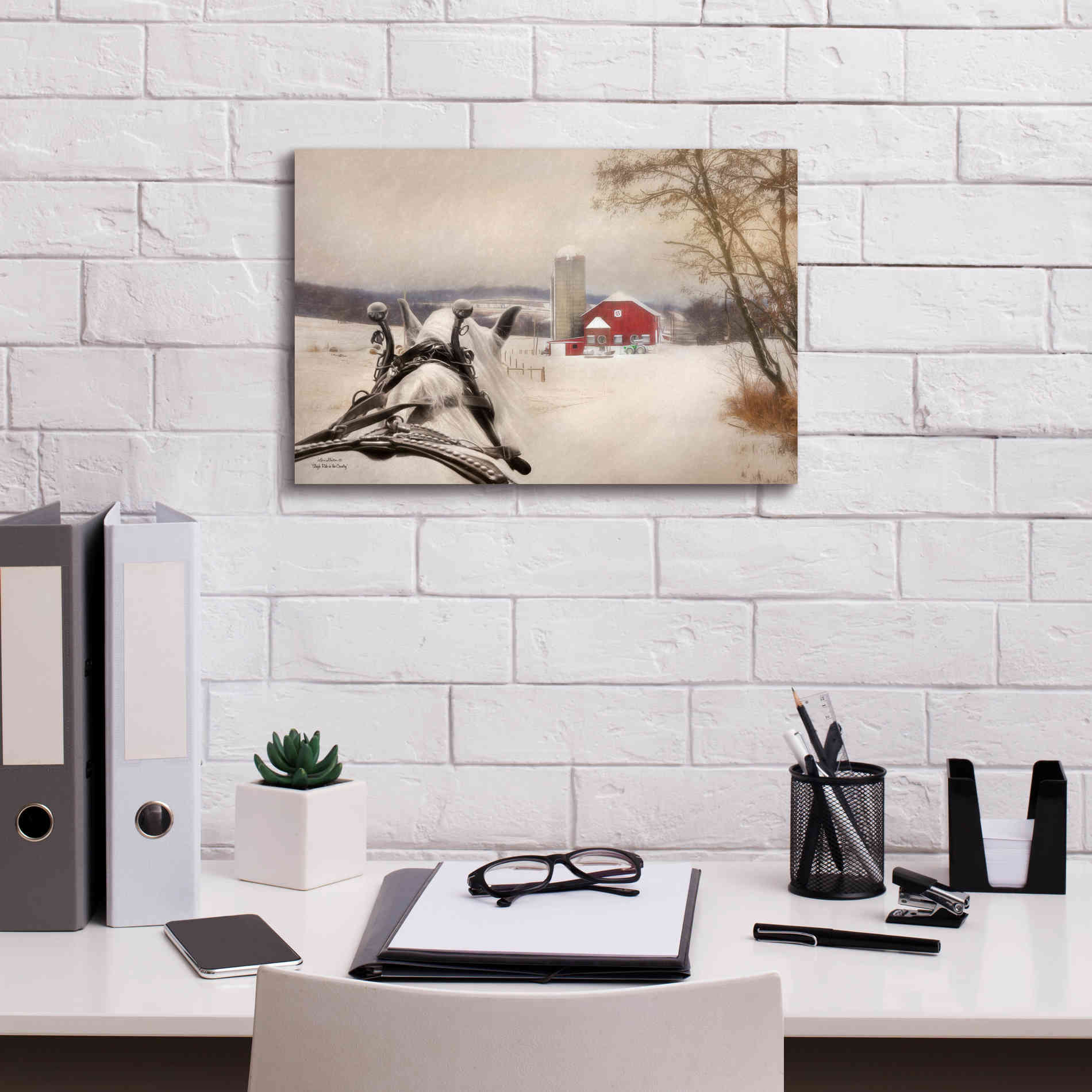 'Sleigh Ride in the Country' by Lori Deiter, Canvas Wall Art,18 x 12