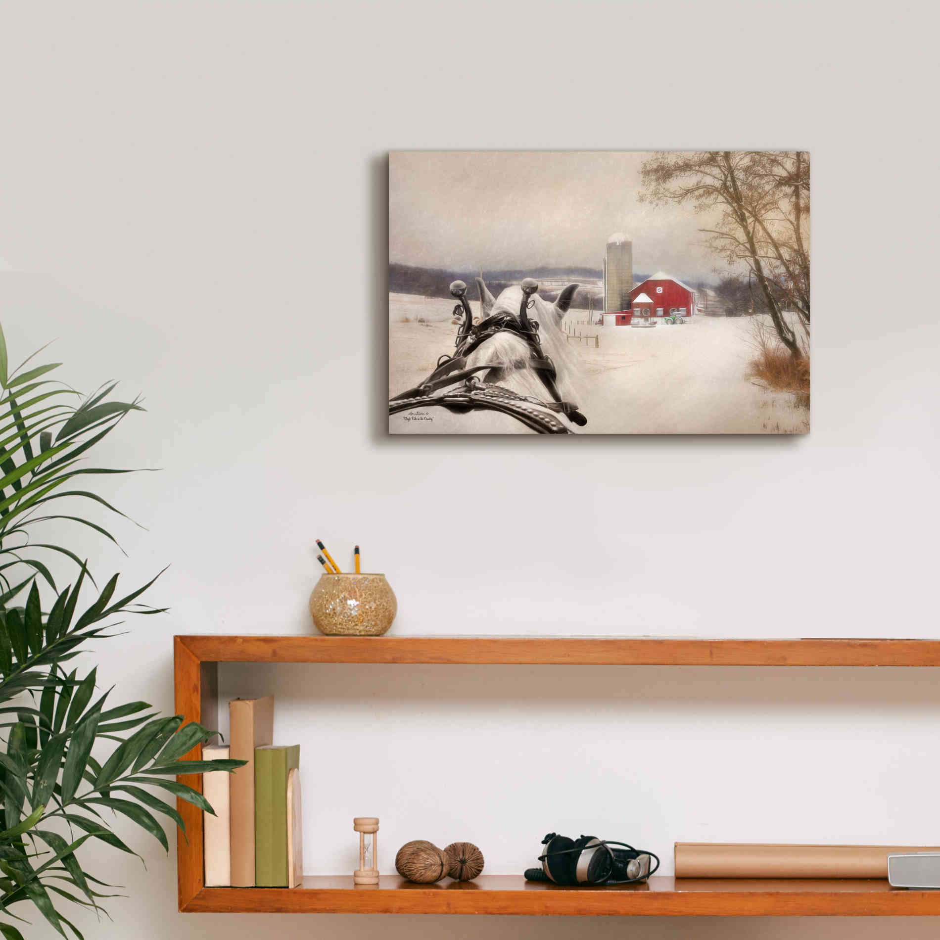 'Sleigh Ride in the Country' by Lori Deiter, Canvas Wall Art,18 x 12