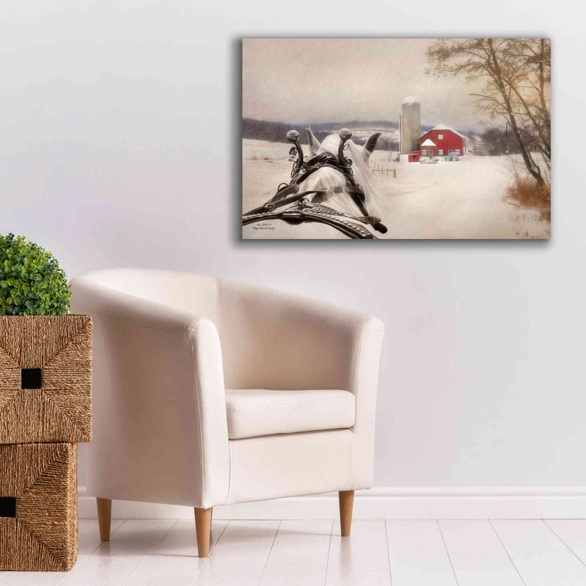 'Sleigh Ride in the Country' by Lori Deiter, Canvas Wall Art,40 x 26