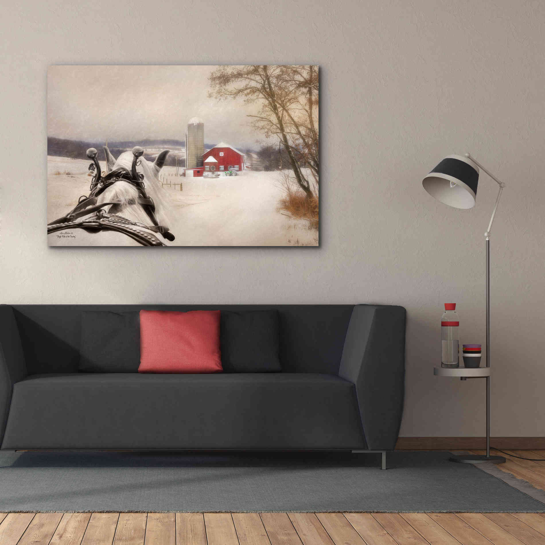 'Sleigh Ride in the Country' by Lori Deiter, Canvas Wall Art,60 x 40