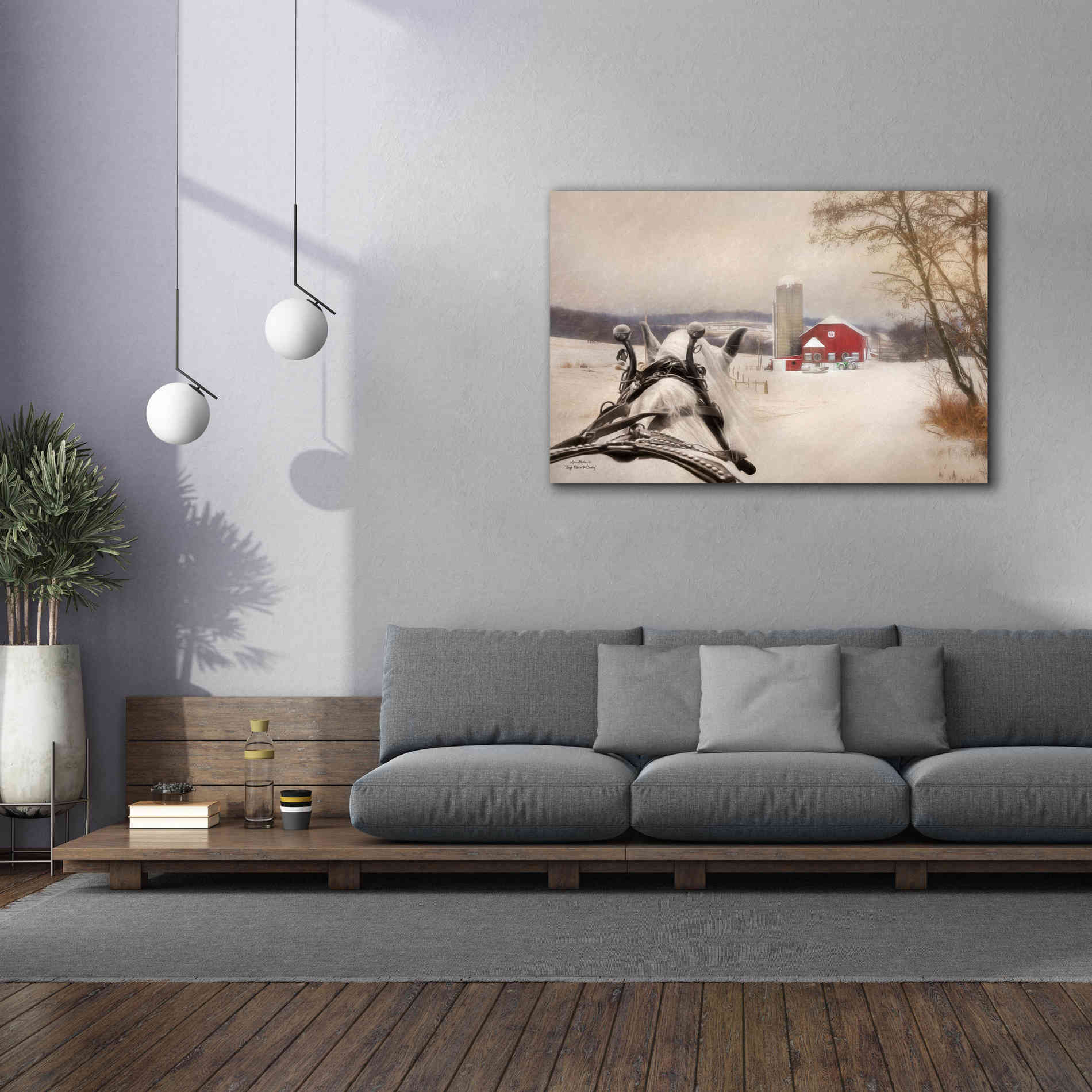 'Sleigh Ride in the Country' by Lori Deiter, Canvas Wall Art,60 x 40