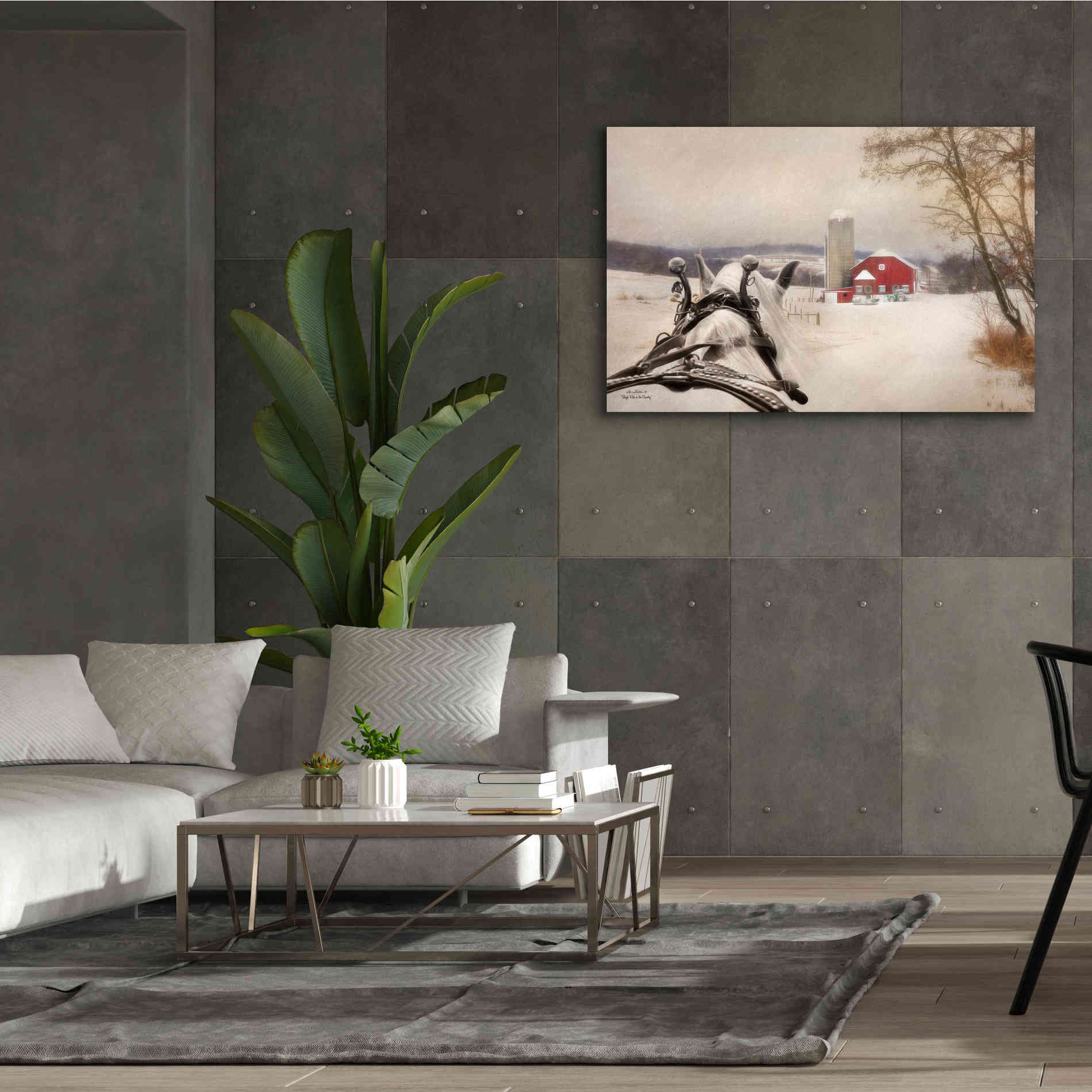 'Sleigh Ride in the Country' by Lori Deiter, Canvas Wall Art,60 x 40