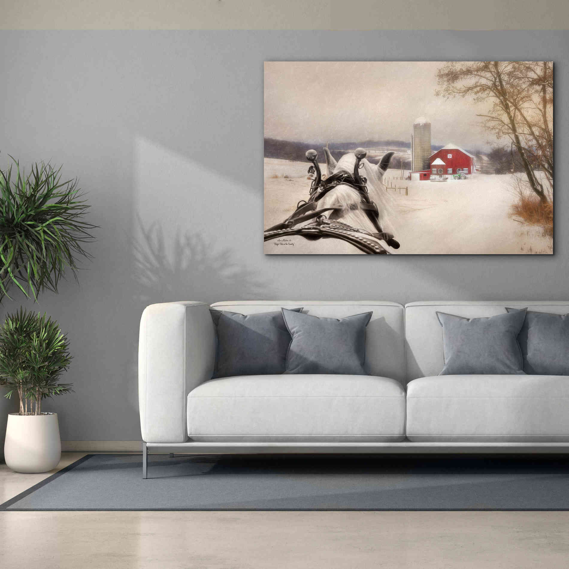 'Sleigh Ride in the Country' by Lori Deiter, Canvas Wall Art,60 x 40