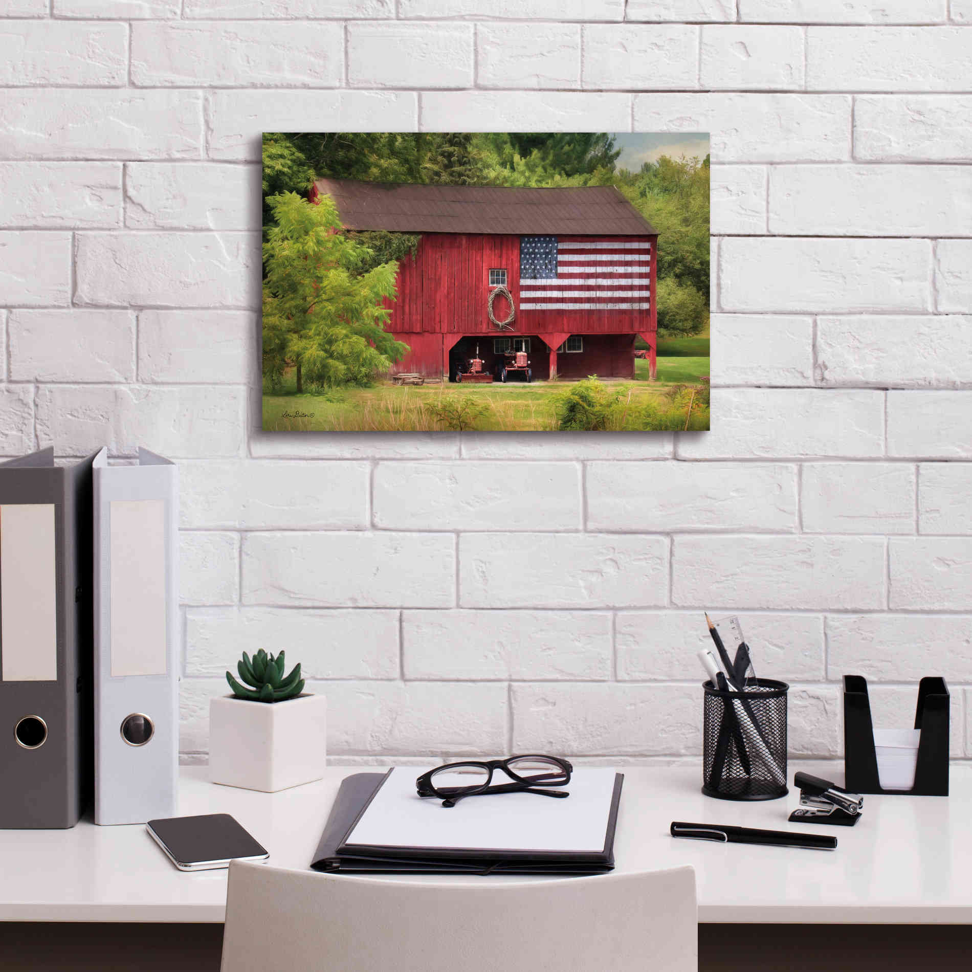 'Patriotic Farmer' by Lori Deiter, Canvas Wall Art,18 x 12