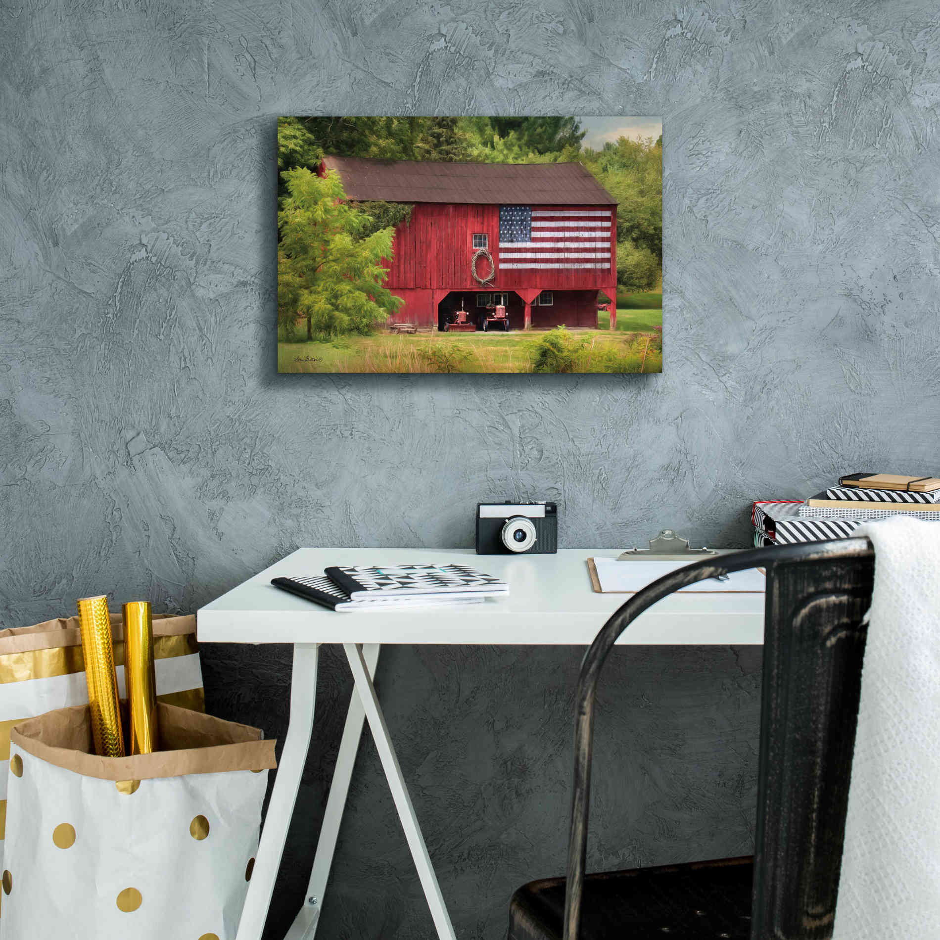 'Patriotic Farmer' by Lori Deiter, Canvas Wall Art,18 x 12