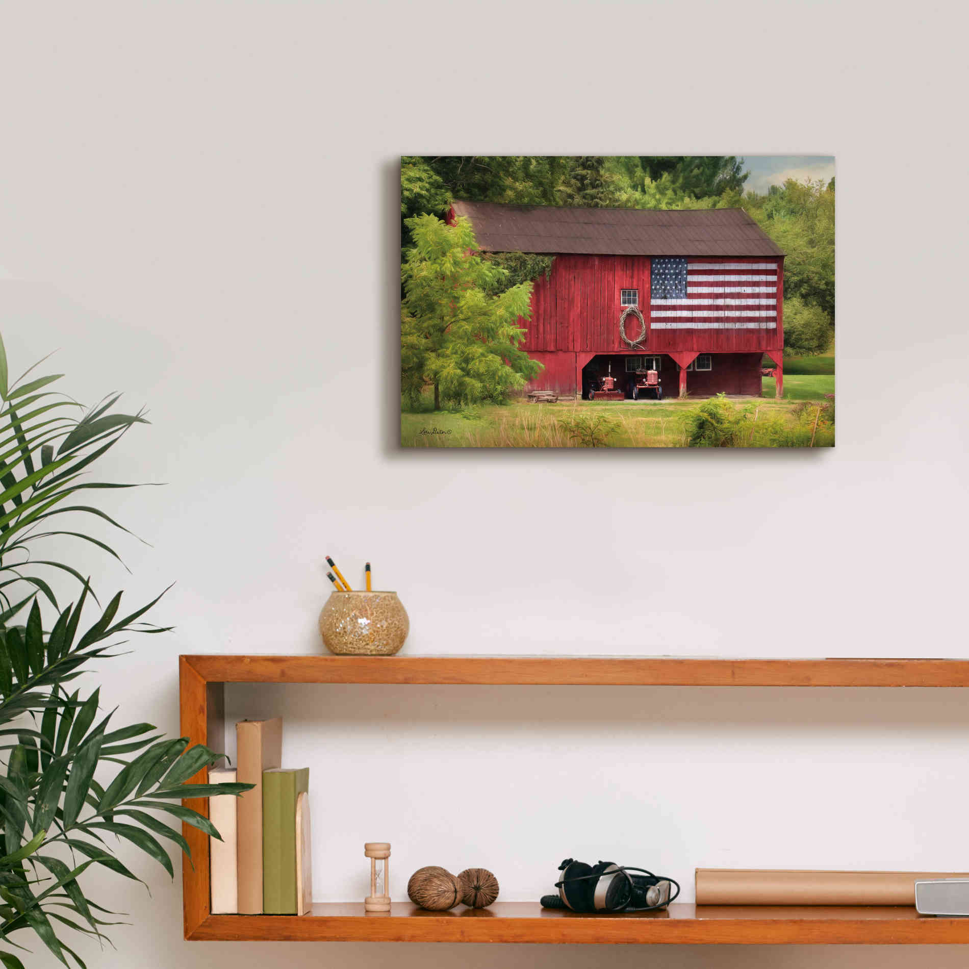 'Patriotic Farmer' by Lori Deiter, Canvas Wall Art,18 x 12