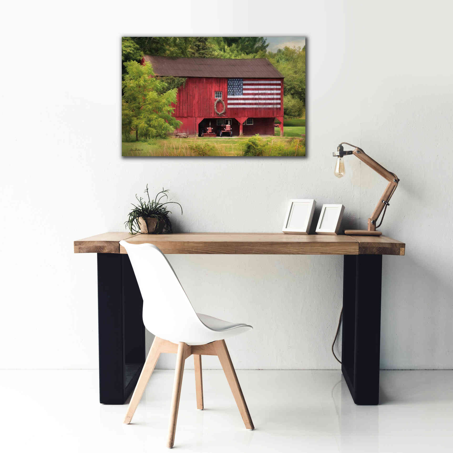 'Patriotic Farmer' by Lori Deiter, Canvas Wall Art,40 x 26