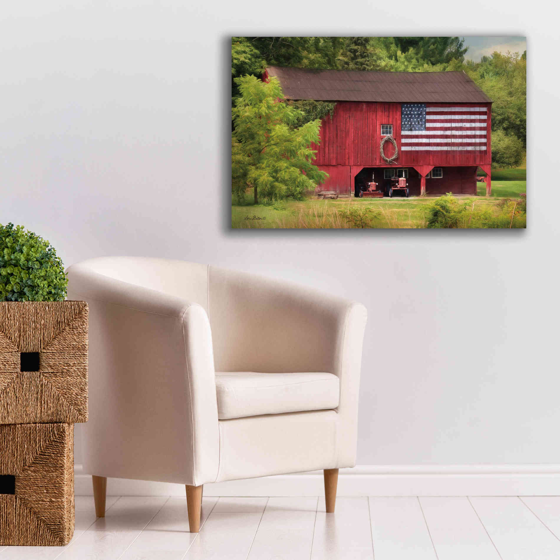 'Patriotic Farmer' by Lori Deiter, Canvas Wall Art,40 x 26