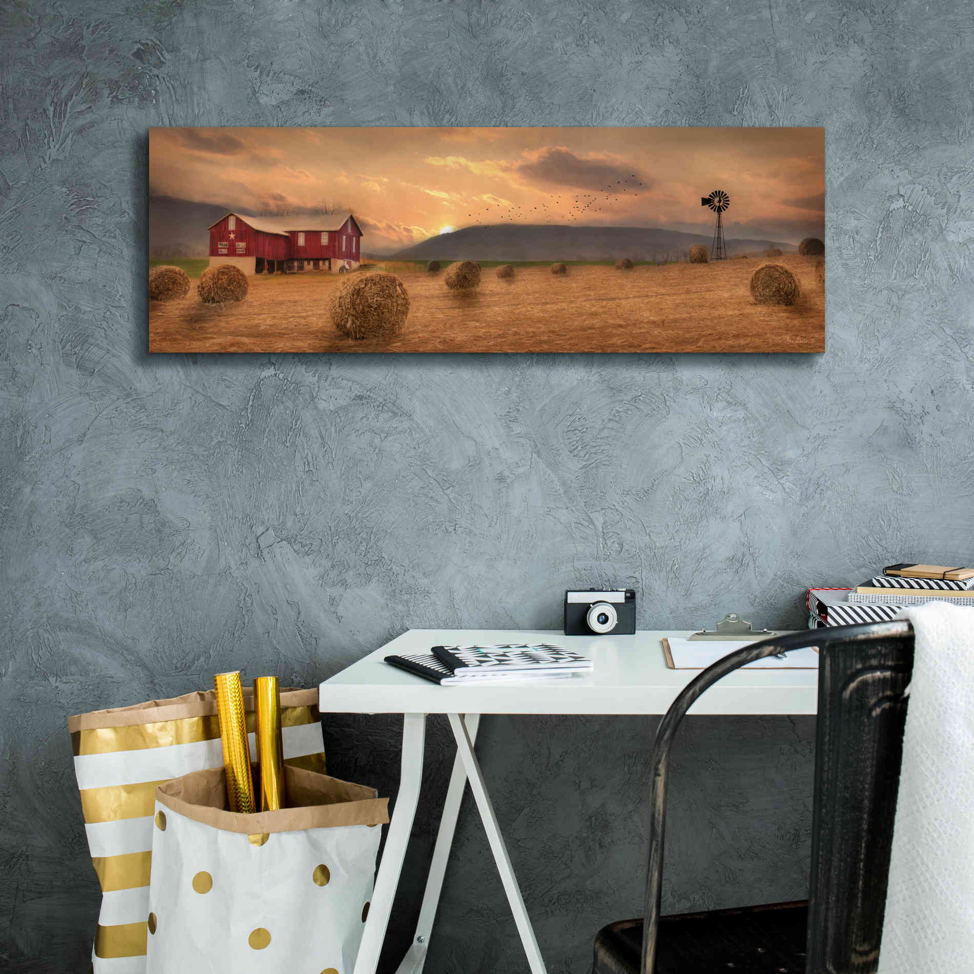 'Workin' the Farm' by Lori Deiter, Canvas Wall Art,36 x 12