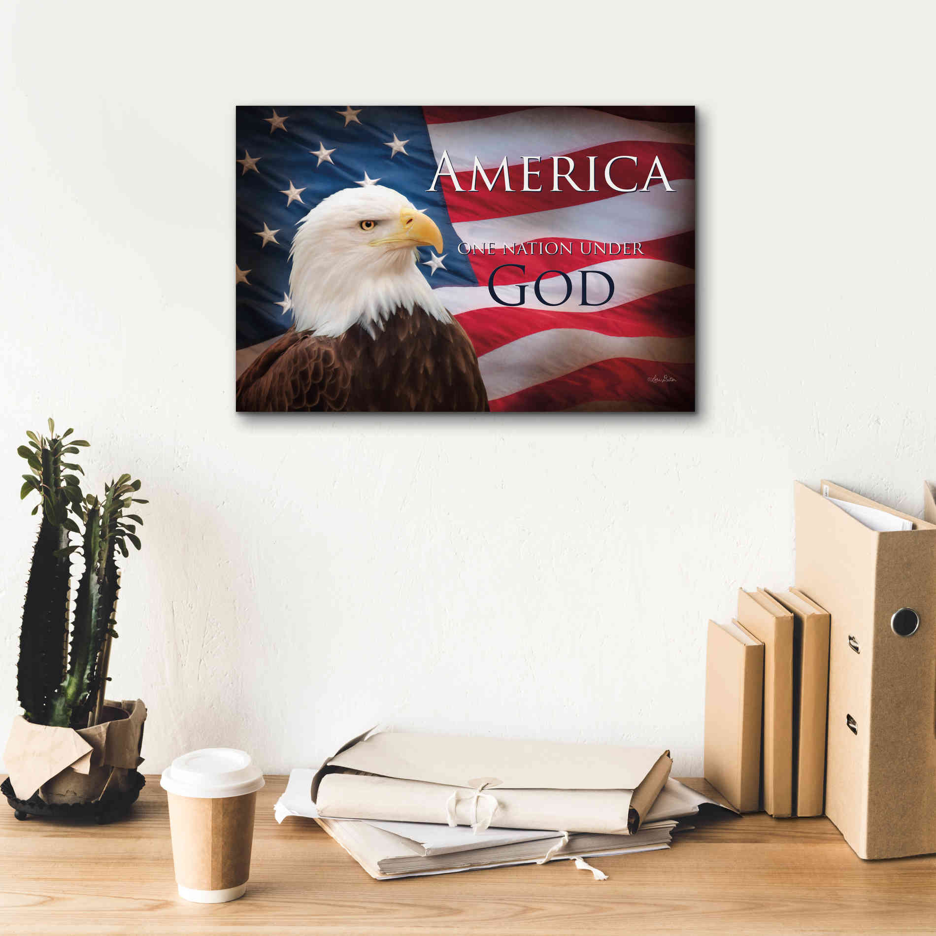 'One Nation Under God Flag' by Lori Deiter, Canvas Wall Art,18 x 12
