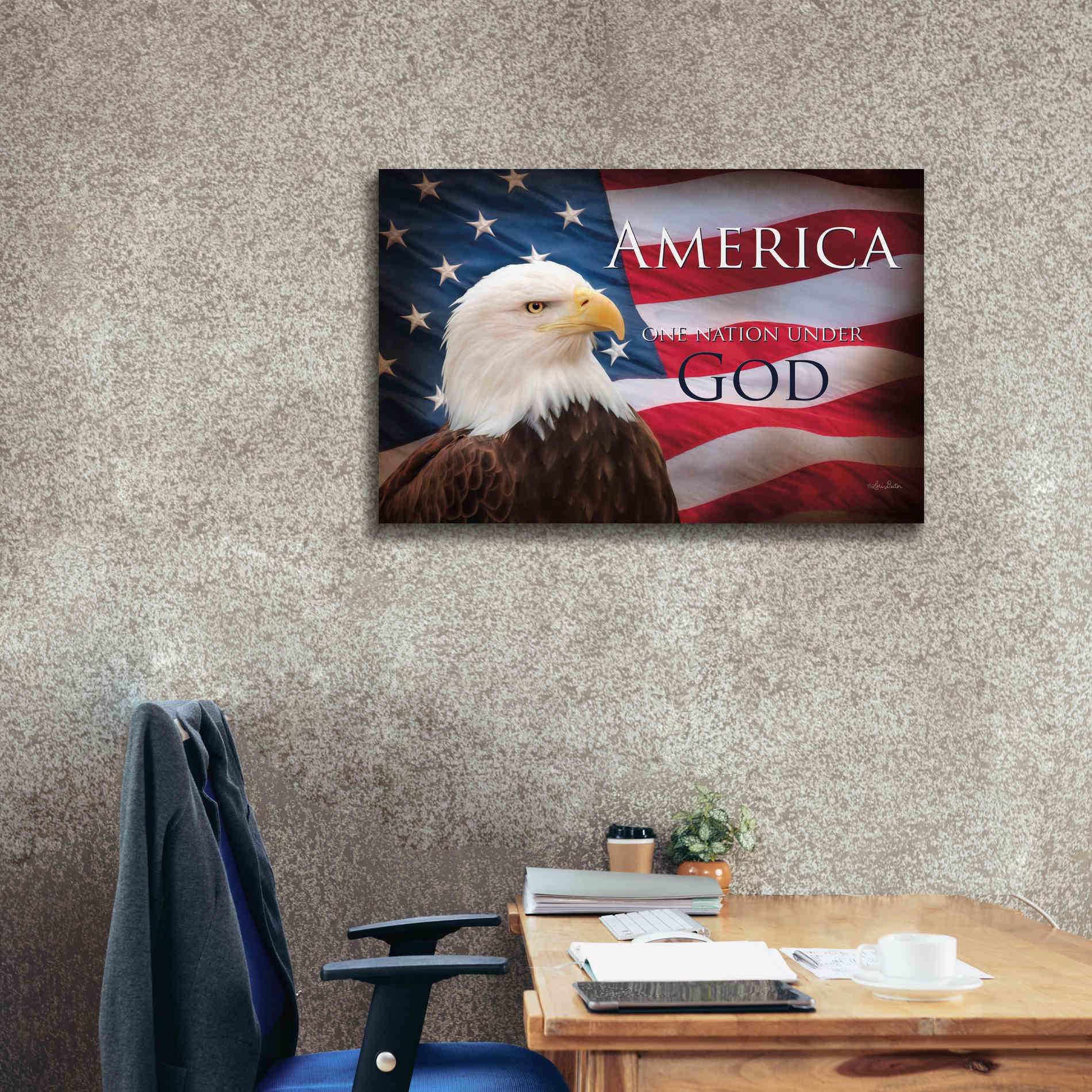'One Nation Under God Flag' by Lori Deiter, Canvas Wall Art,40 x 26
